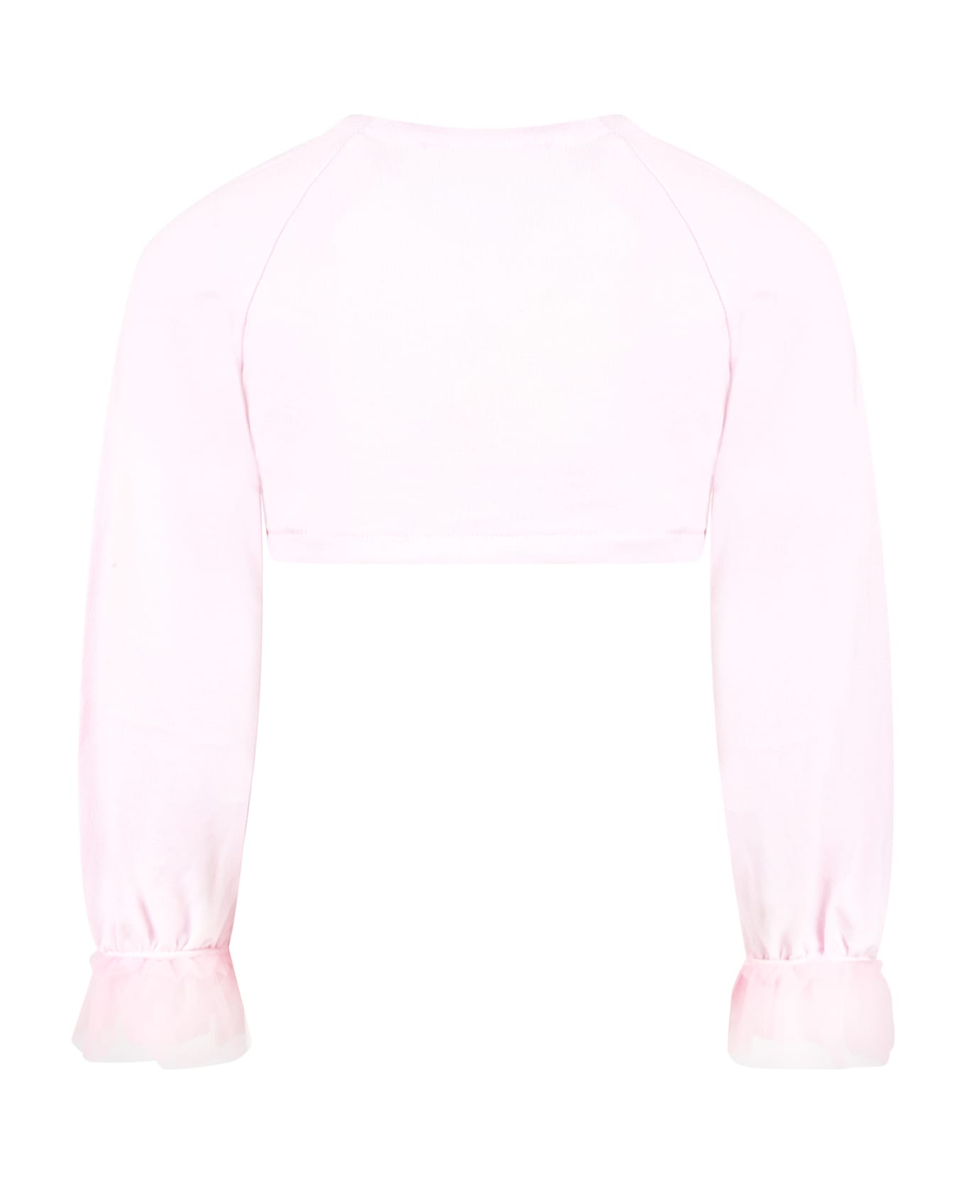 Monnalisa Pink Cardigan For Girl With Logo - Pink