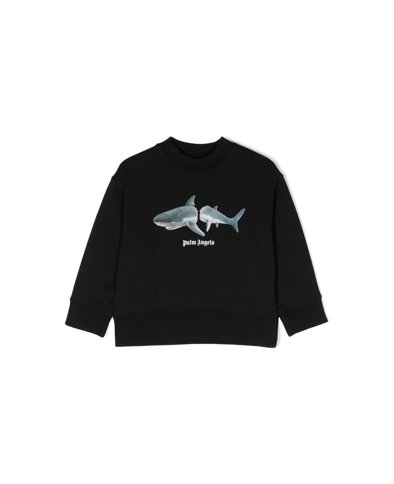 Palm Angels Crewneck Sweatshirt With Shark Graphic Print In Black Cotton Boy - Black Medium ニットウェア＆スウェットシャツ