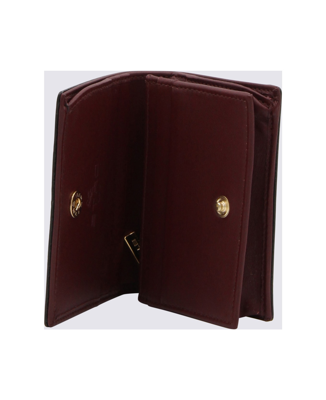 Etro Dark Red Leather And Multicolour Canvas Cardholder - Brown 財布