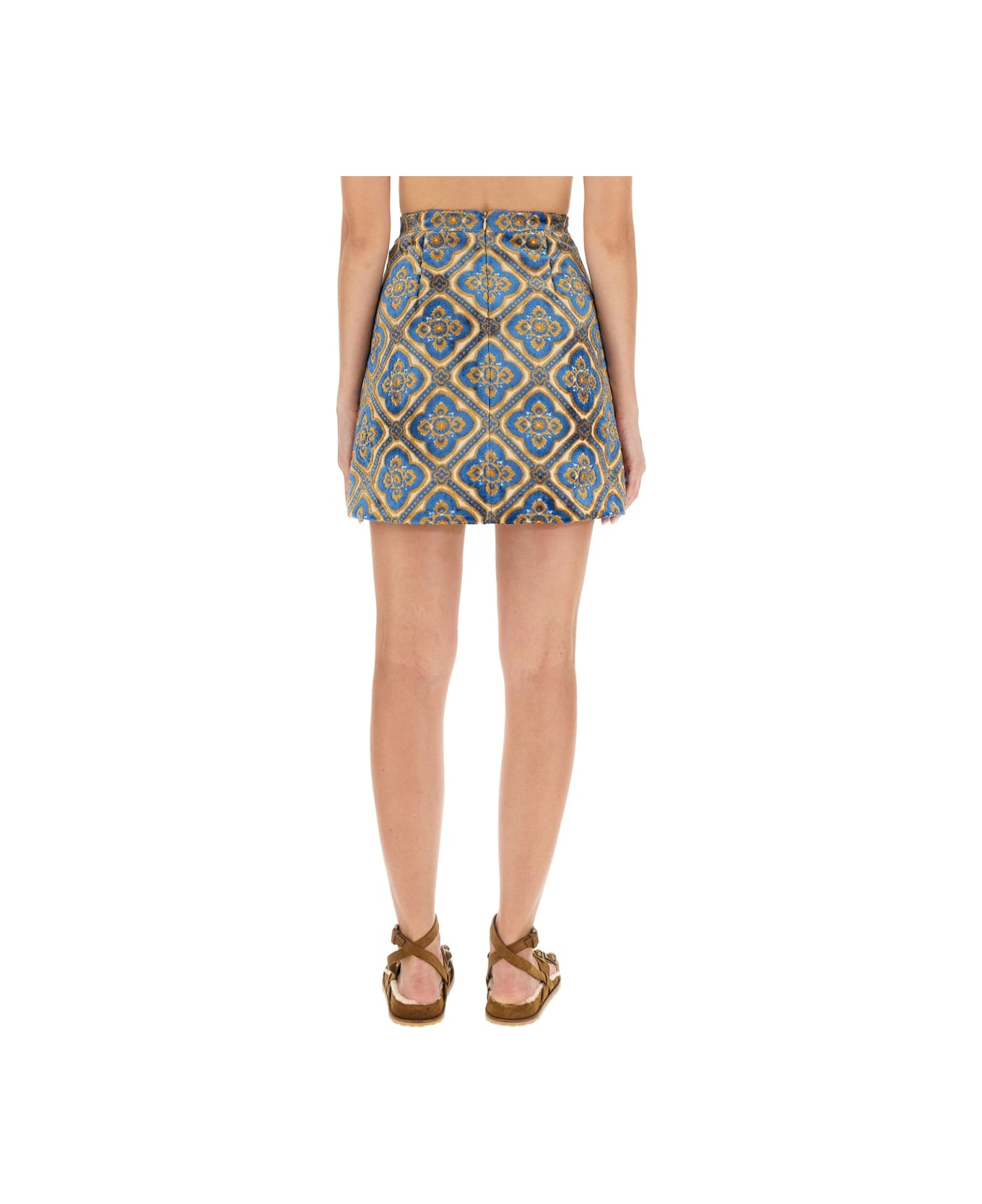 Etro Jacquard Velvet Mini Skirt - BLUE