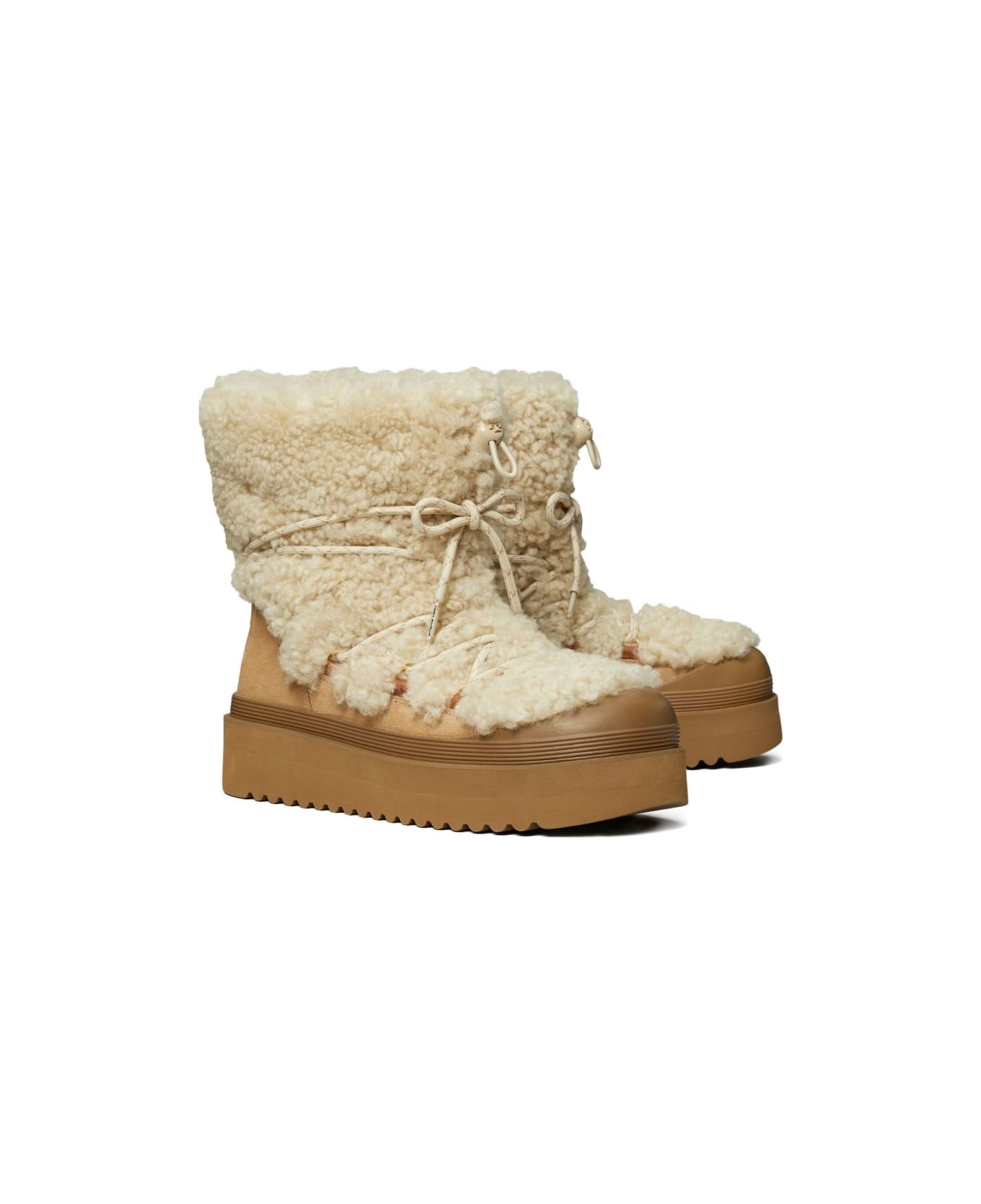 Tory Burch Mellow Shearling Boots - Beige
