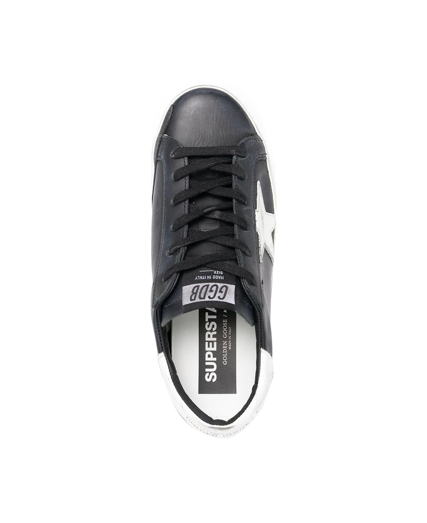Golden Goose Super-star  Leather Upper Shiny Leather Star And Heel - Black White