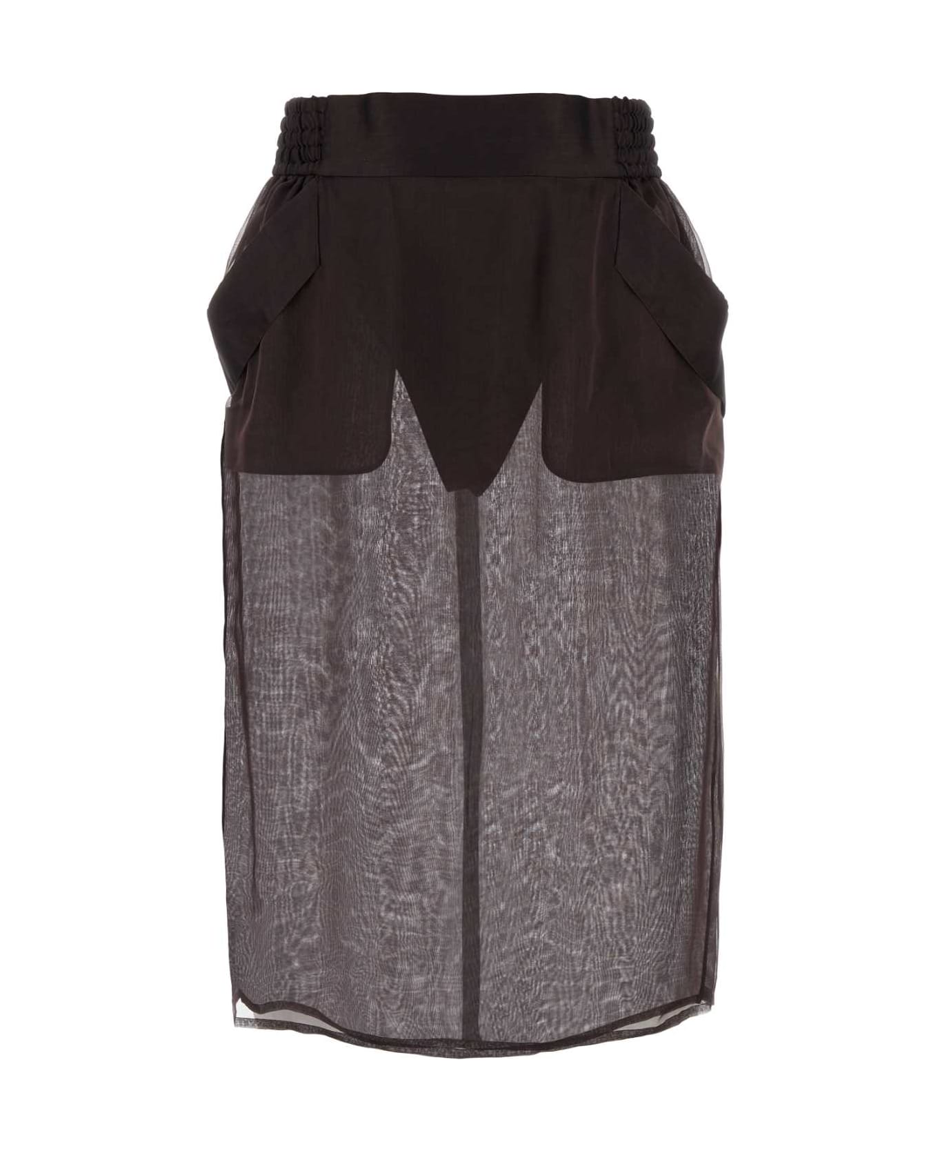 Saint Laurent Brown Silk Skirt - MARRONFONCE