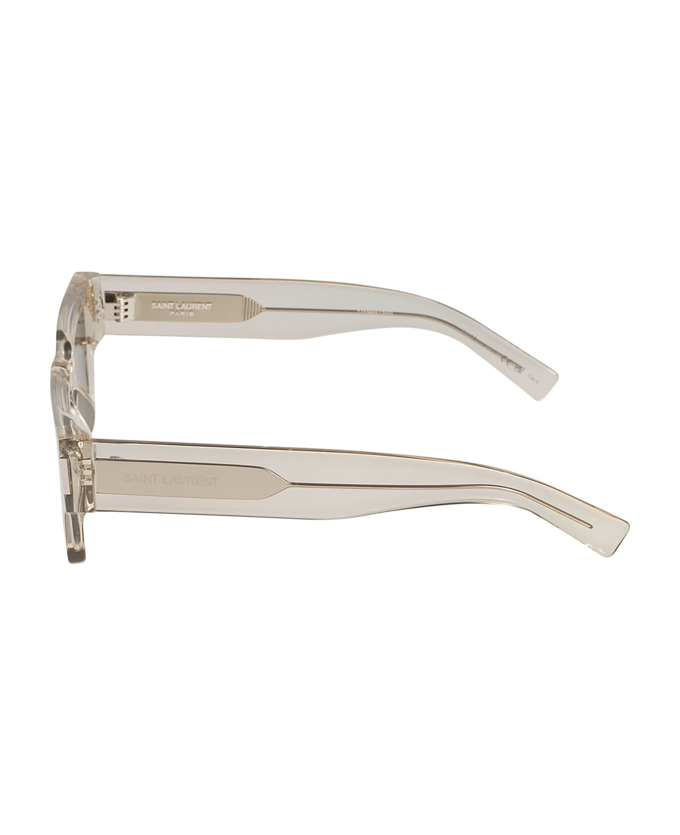 Saint Laurent Eyewear Square Frame Transparent Sunglasses - Beige/Silver