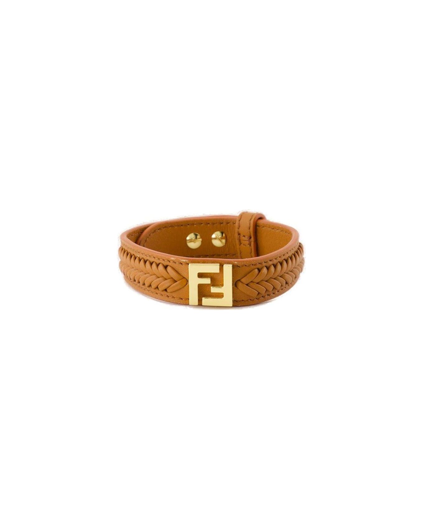 Fendi Forever Logo Plaque Bracelet - Brown