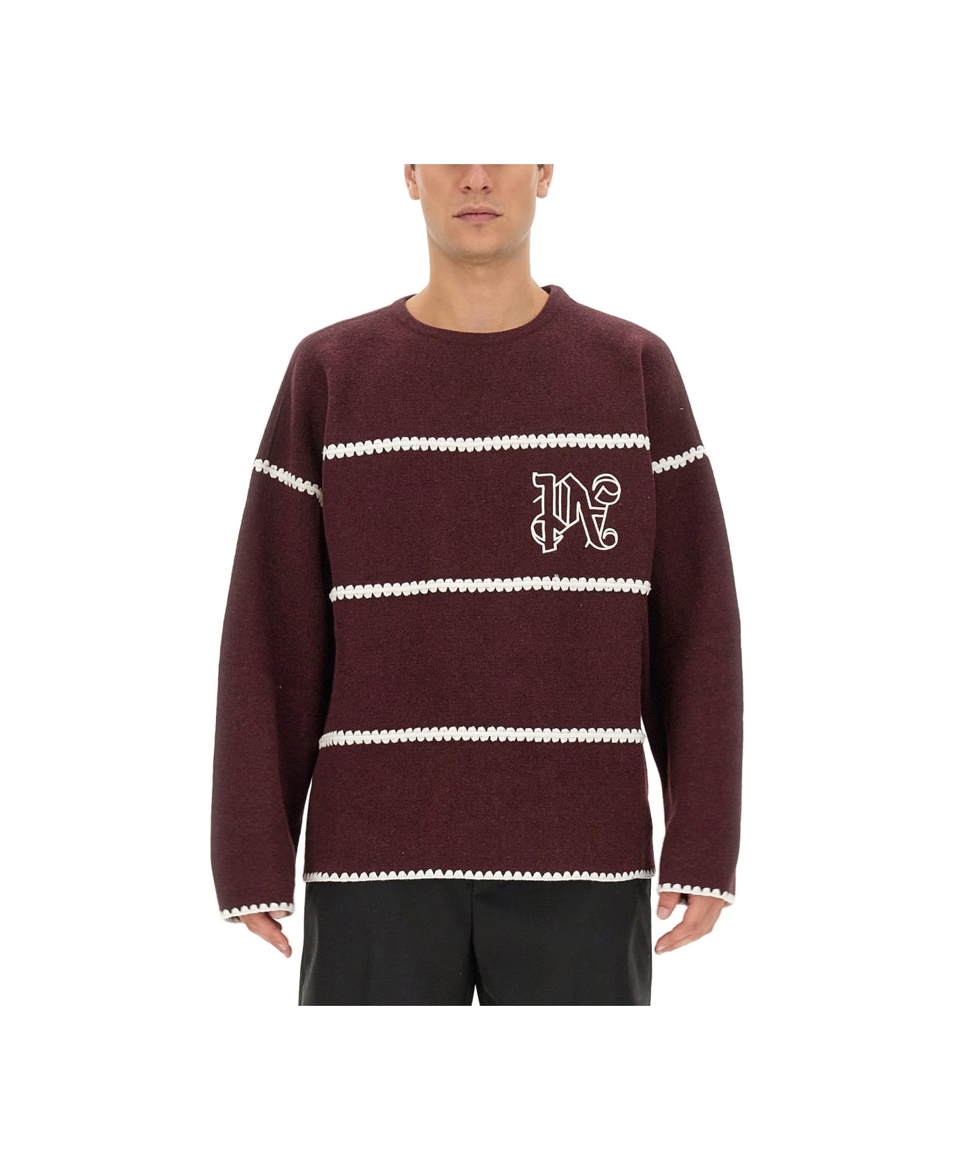 Palm Angels Monogram Striped Sweater - BORDEAUX ニットウェア