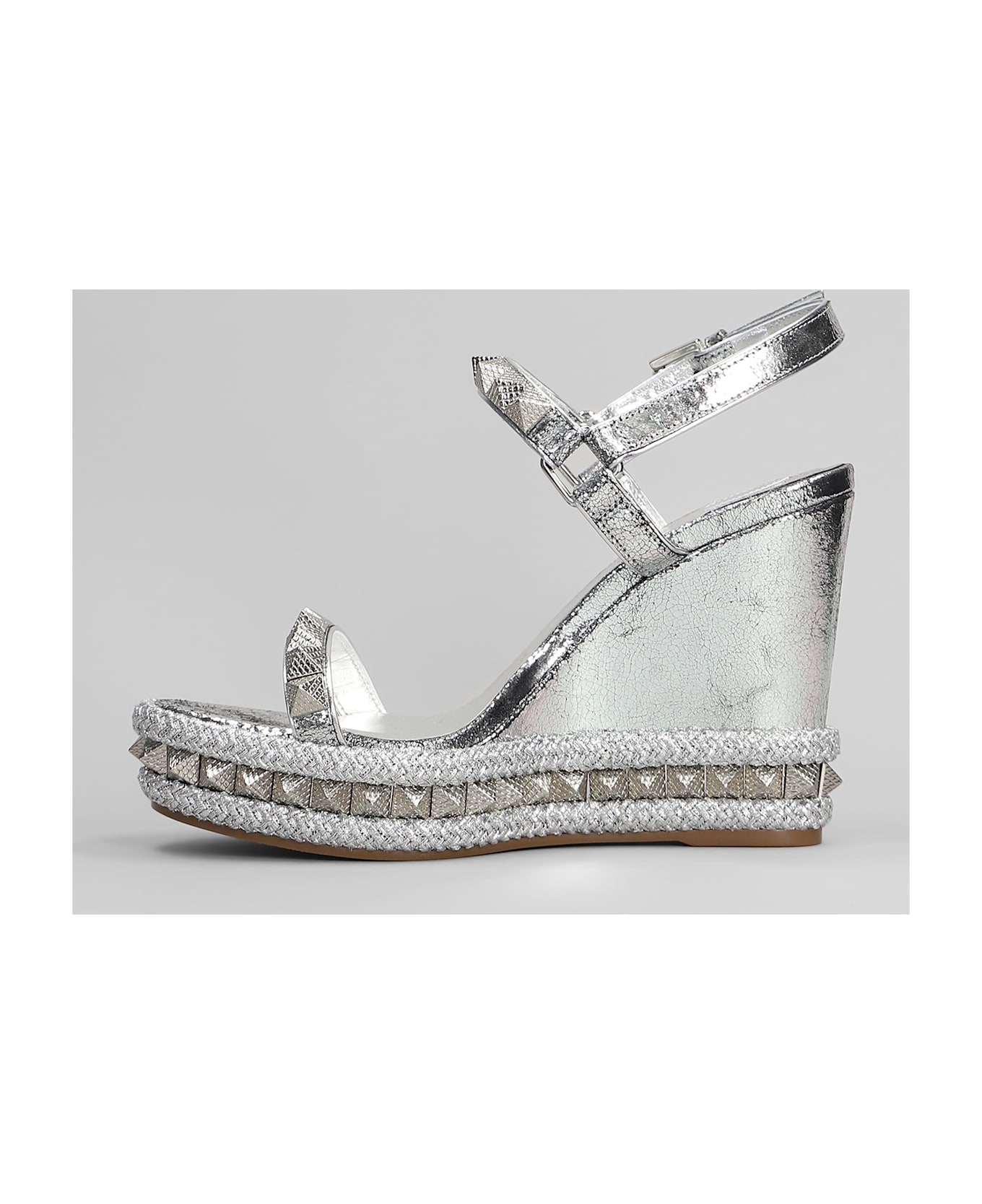 Christian Louboutin Pyraclou 110 Sandals In Silver Leather - silver