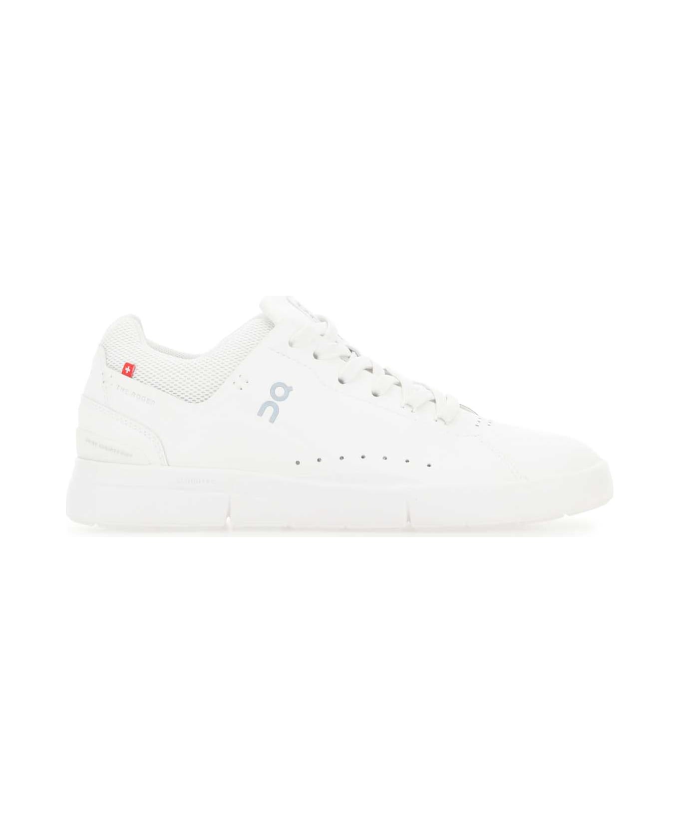 ON White Synthetic Leather And Mesh The Roger Advantage Sneakers - White スニーカー
