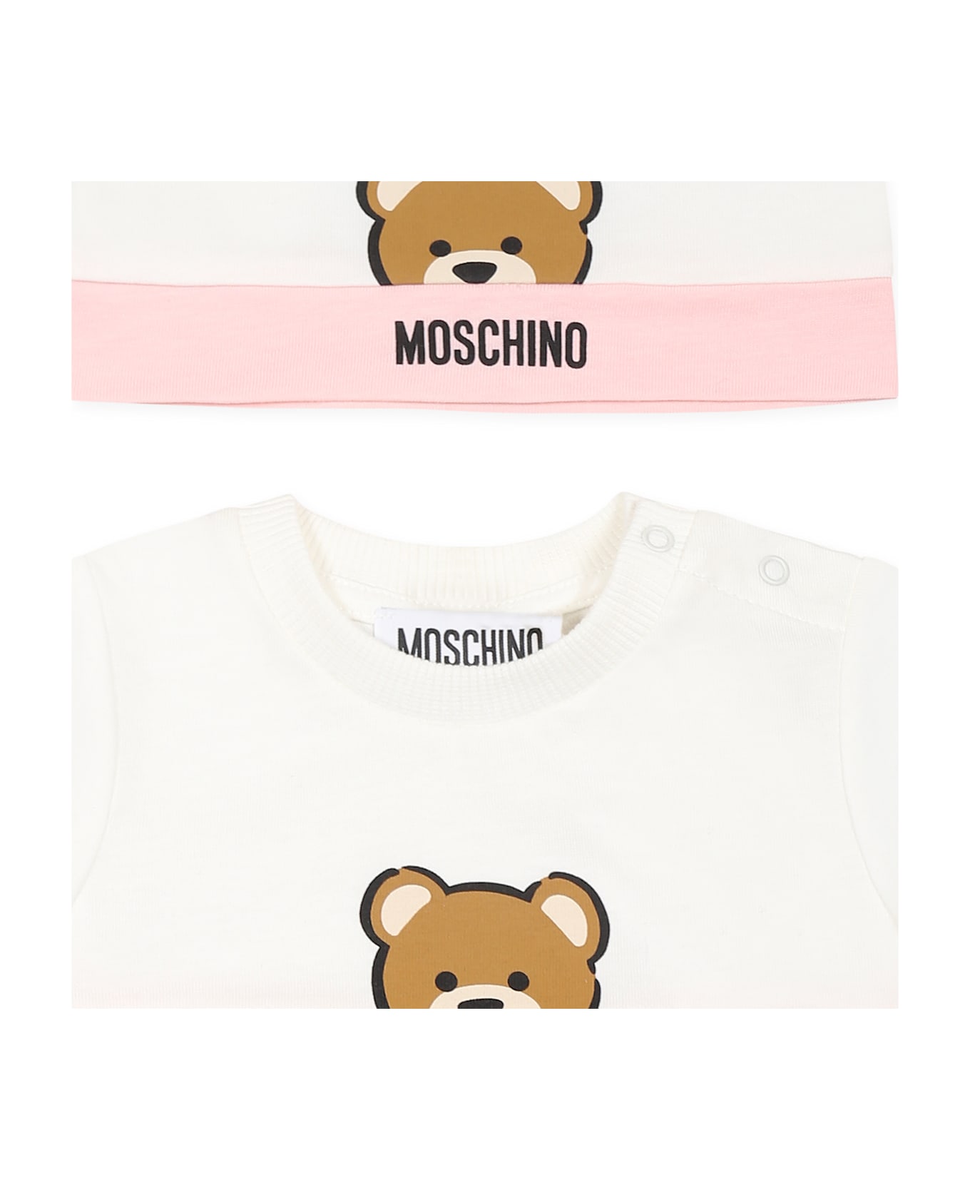 Moschino Pink Romper Set For Baby Girl With Teddy Bear - Pink
