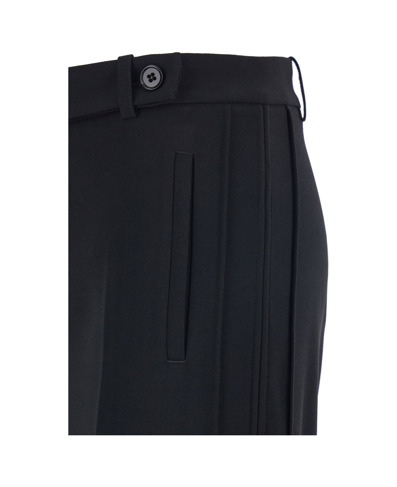 Pinko Black Pants With Pleated Details And Belt Loops In Tech Fabric Stretch Woman - Black