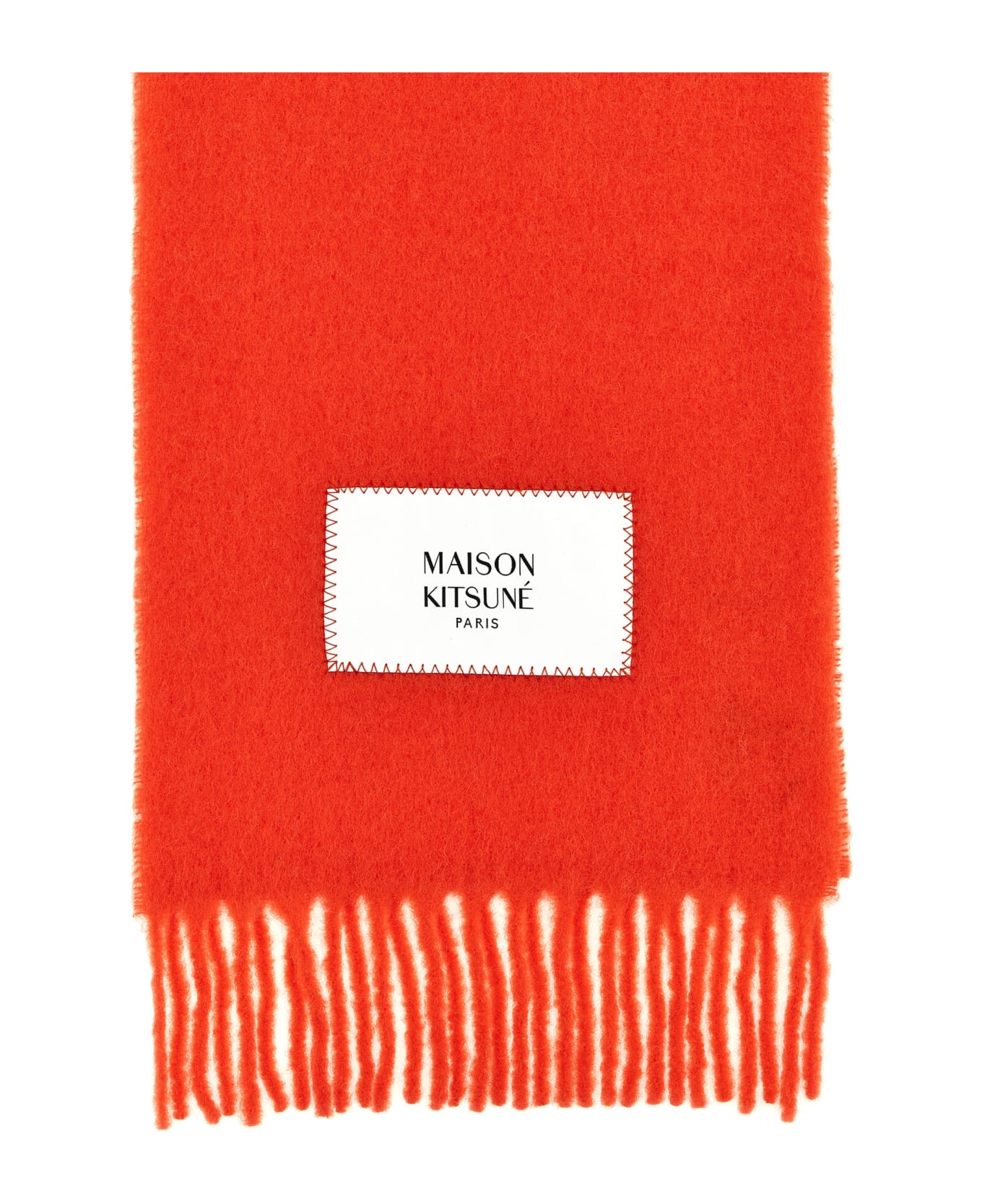 Maison Kitsuné Logo Label Scarf - P641 WILD STRAWBERRY