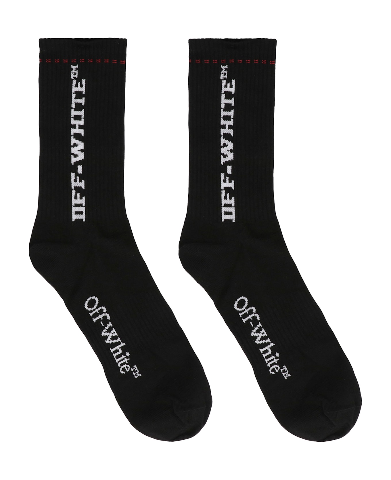 Off-White Cotton Socks With Logo - black