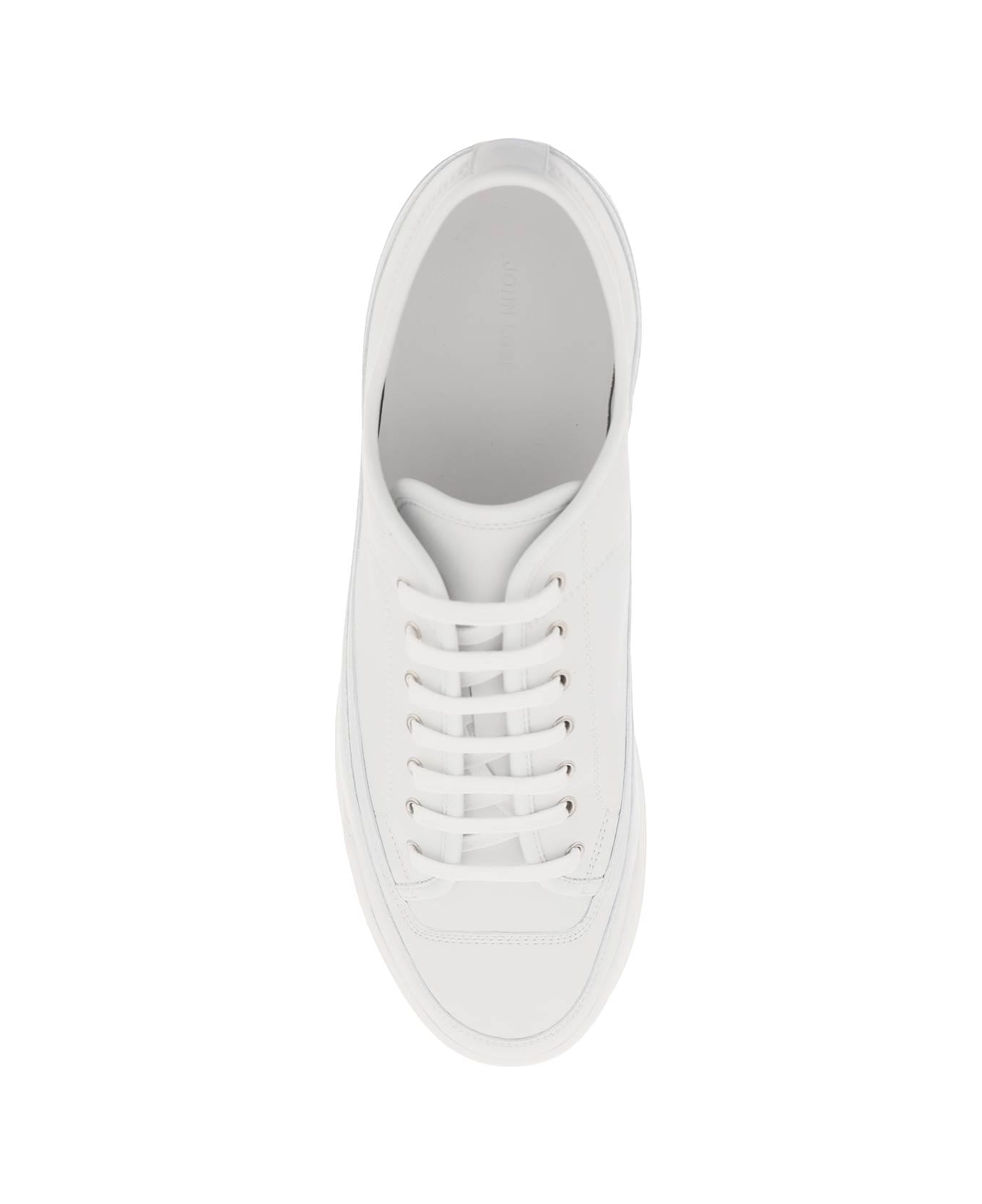 John Lobb Leather Court Sneakers In - WHITE (Grey)