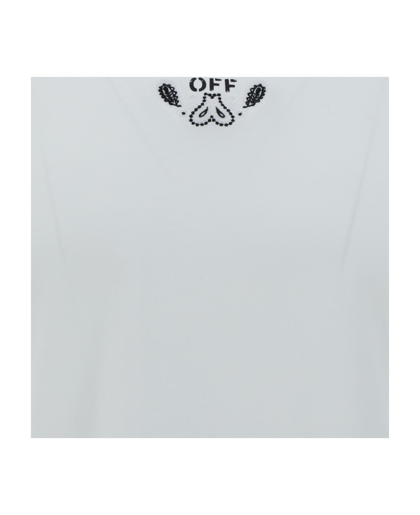 Off-White T-shirt With Bandana Arrow Motif - White Black