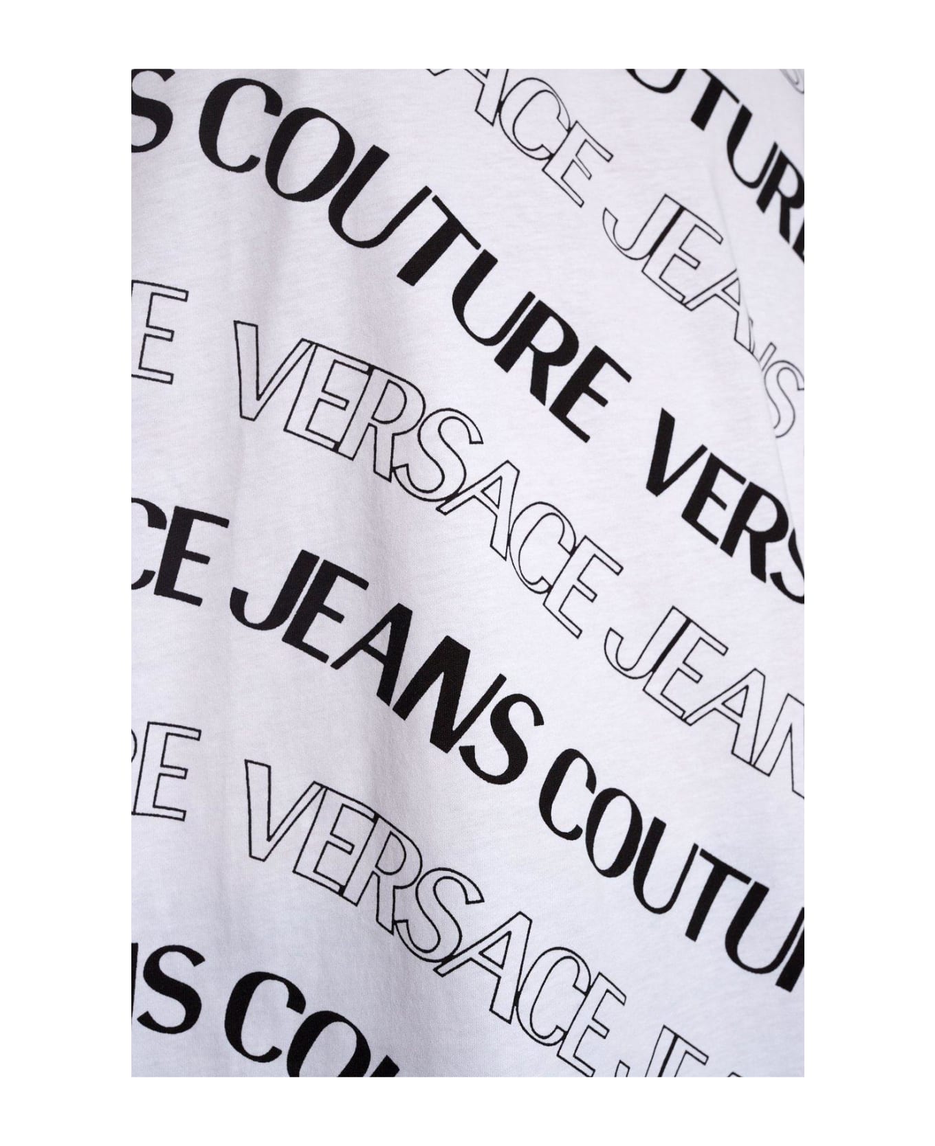 Versace Jeans Couture Allover Logo Printed Crewneck T-shirt - White