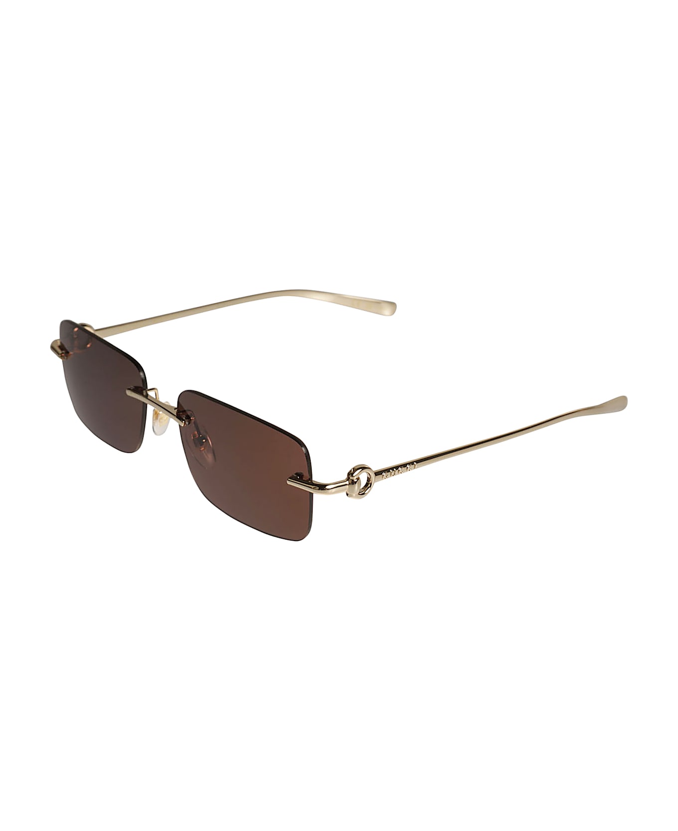 Gucci Eyewear Rimless Square Sunglasses - GOLD-GOLD-BROWN