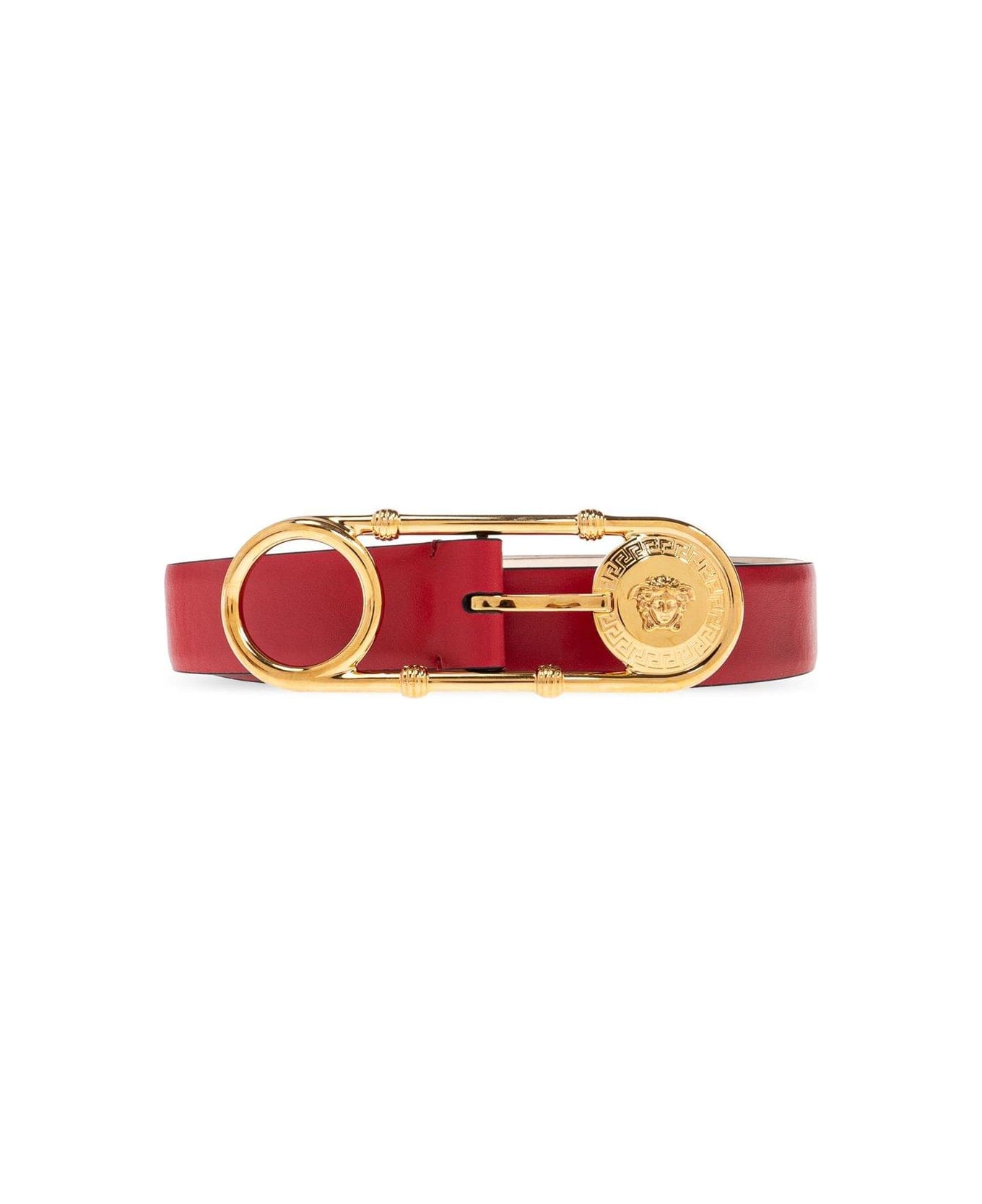 Versace Medusa Detailed Safety-pin Belt - RED