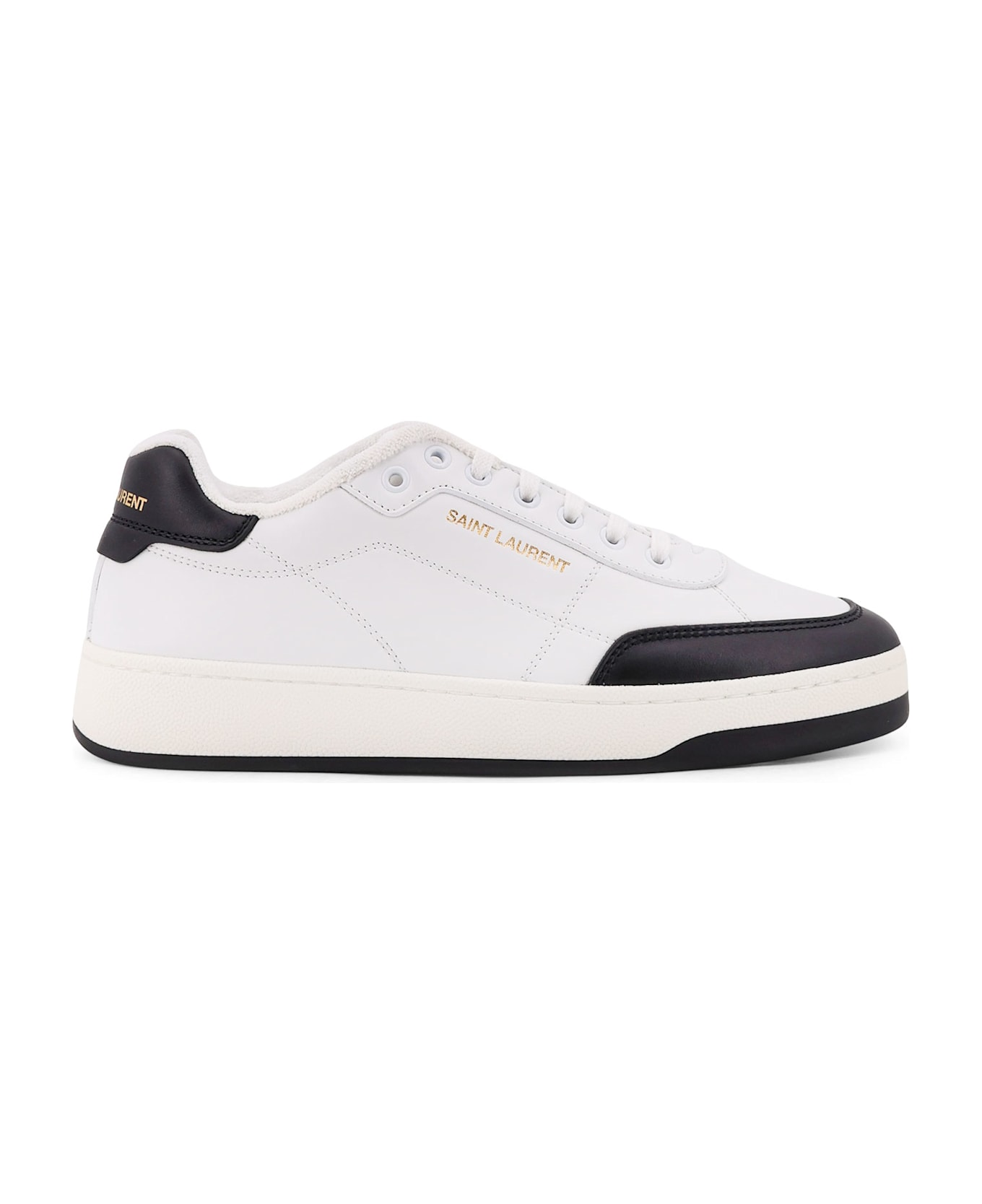 Saint Laurent Sl/61 Sn Leather Sneakers - Blanc Optique/Nero