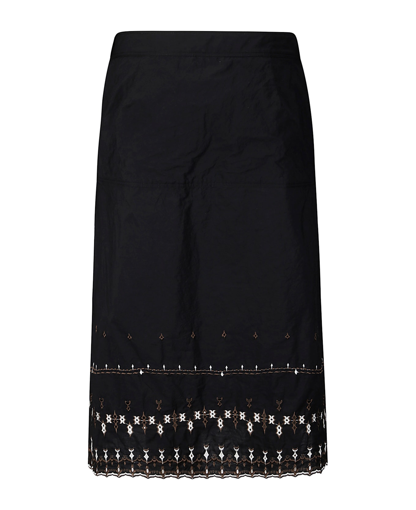 Lemaire Embroidered Skirt With Slit - BLACK