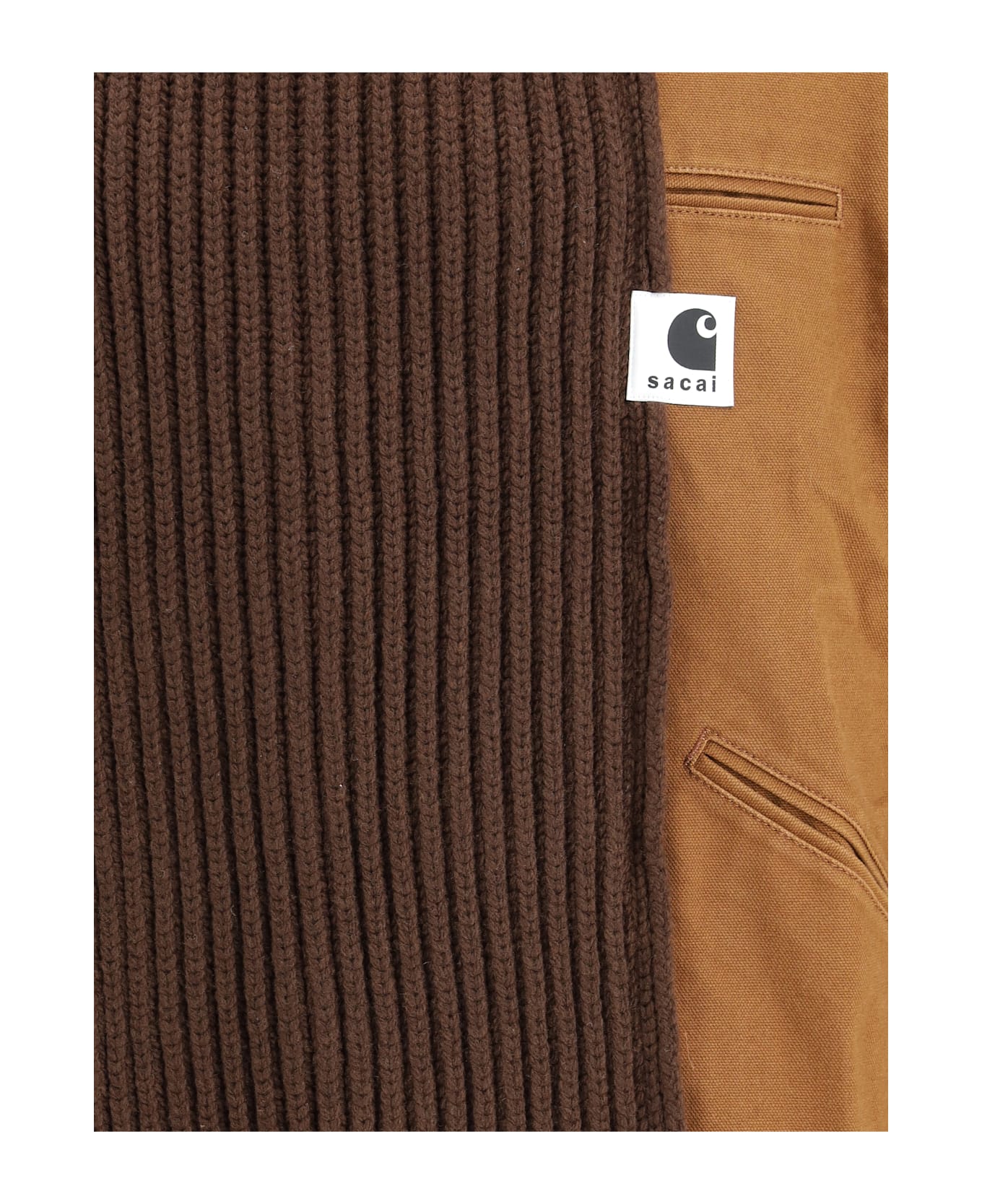 Sacai Wip Washed Duck X Wool Knit Jacket By Sacai X Carhartt - D/BEIGE