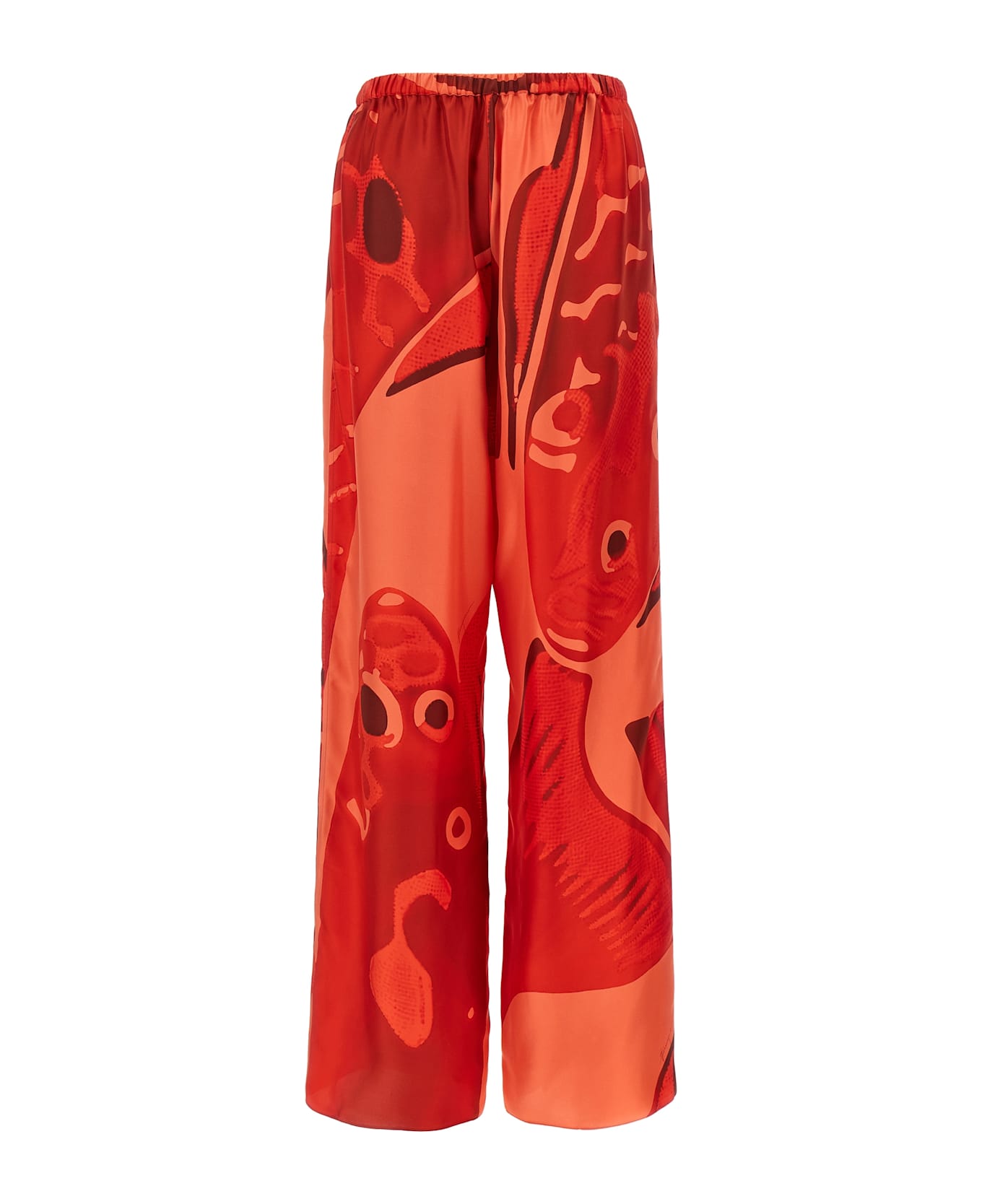 Ferragamo Palazzo Silk Pants - Red