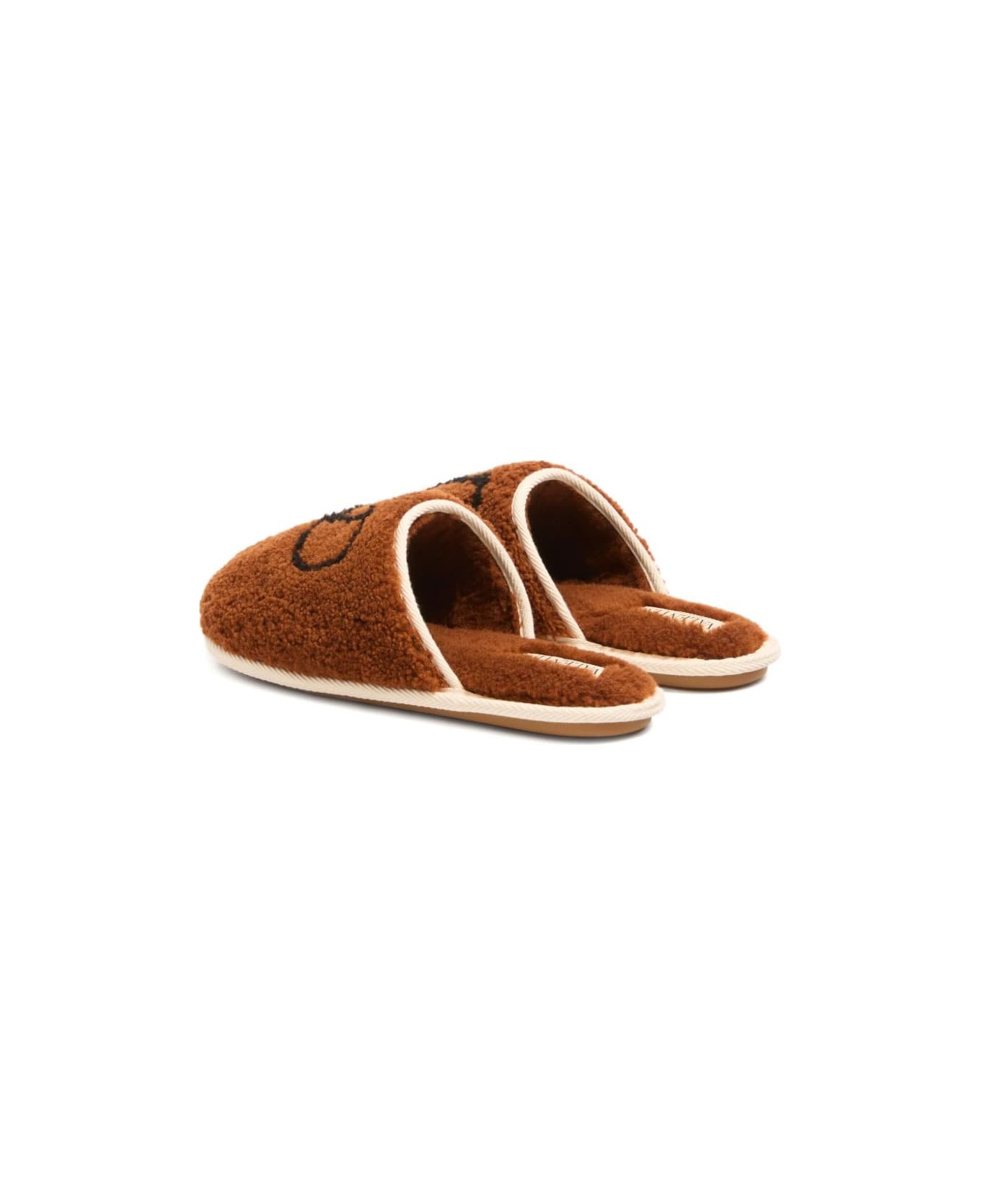 Valentino Garavani Ta Chambre Wool Slippers - Leather Brown