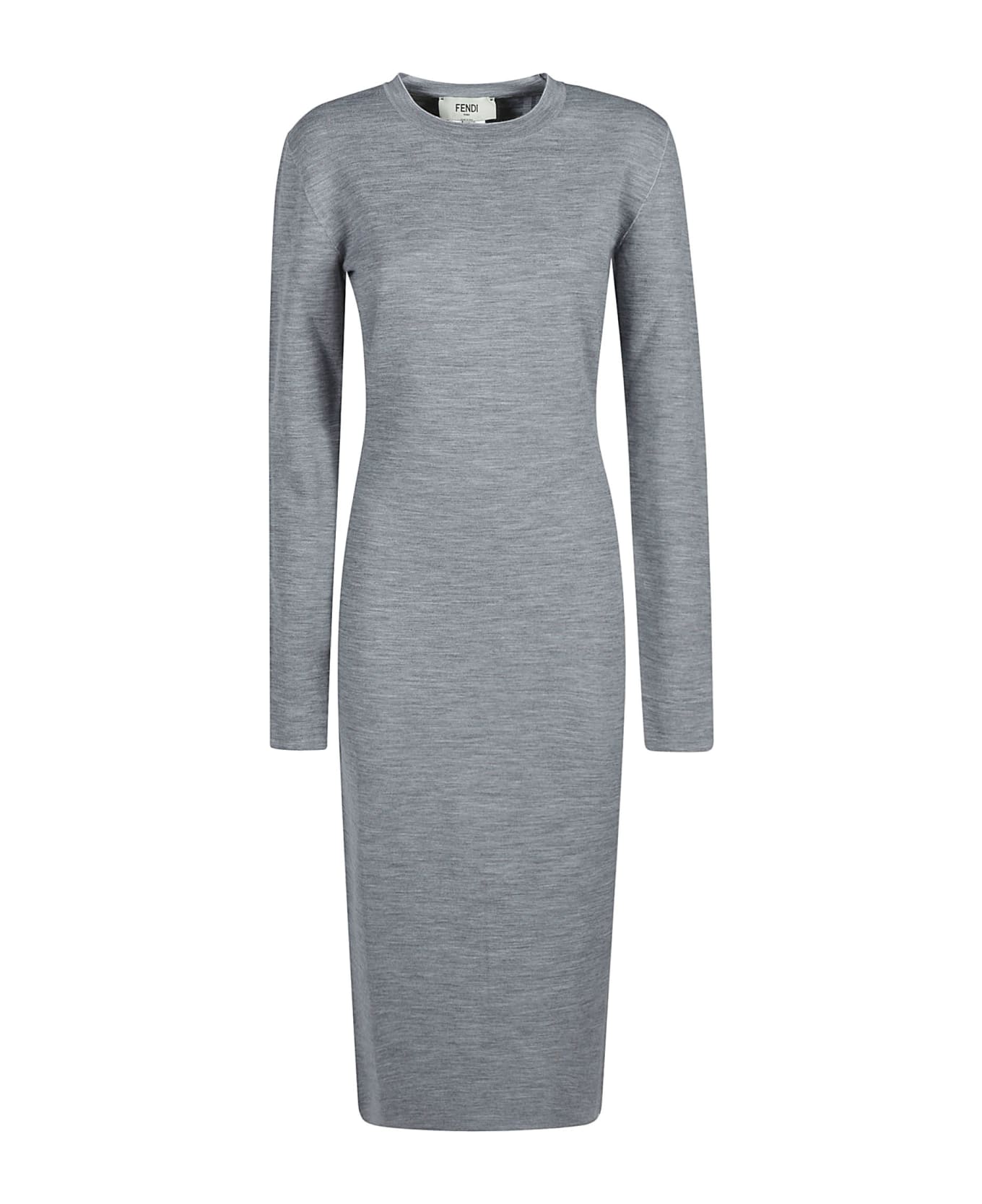 Fendi Round Neck Long Dress - Grey