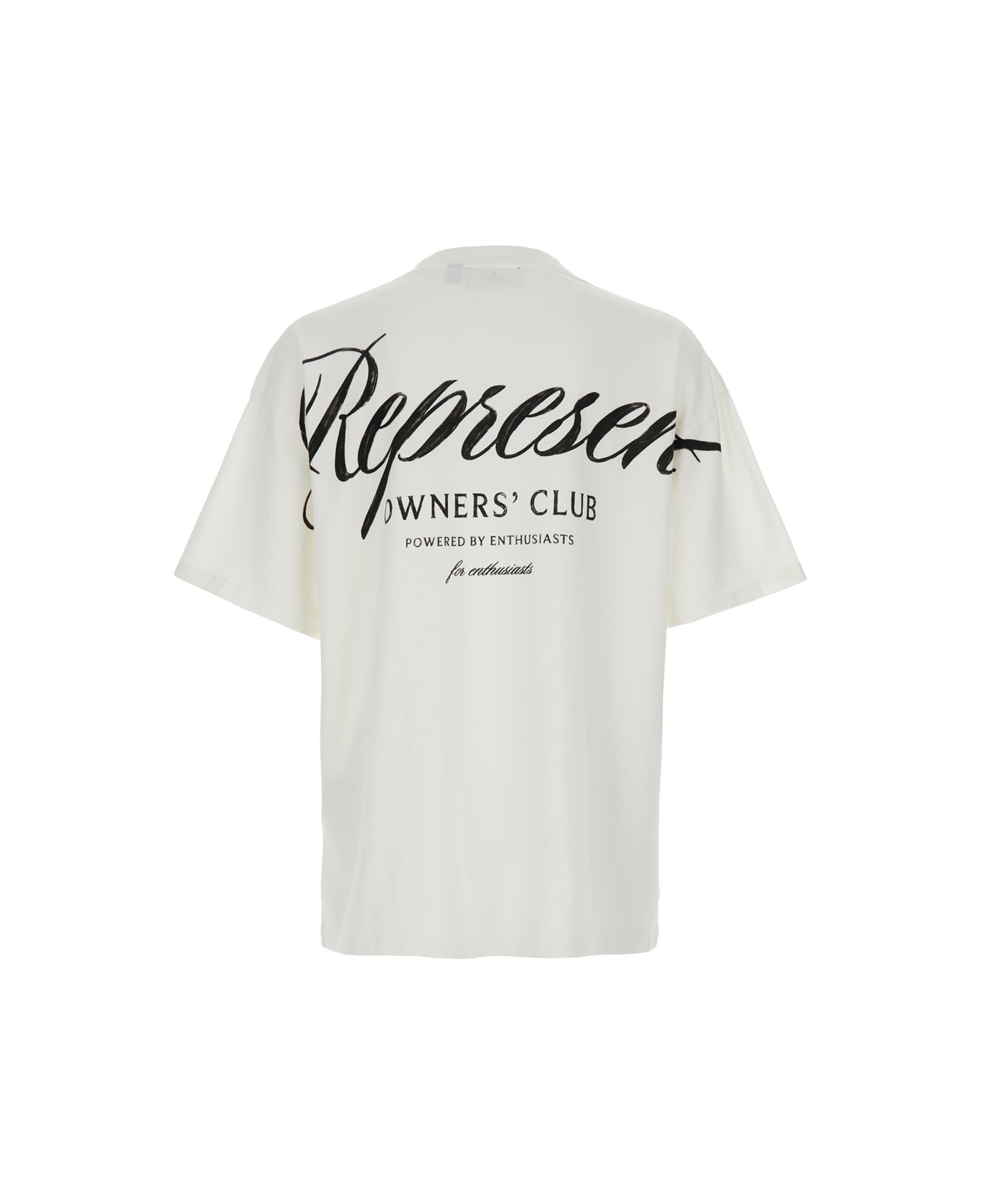 REPRESENT White Crewneck T-shirt With With Front And Back Owners Club Print In Cotton Man - White