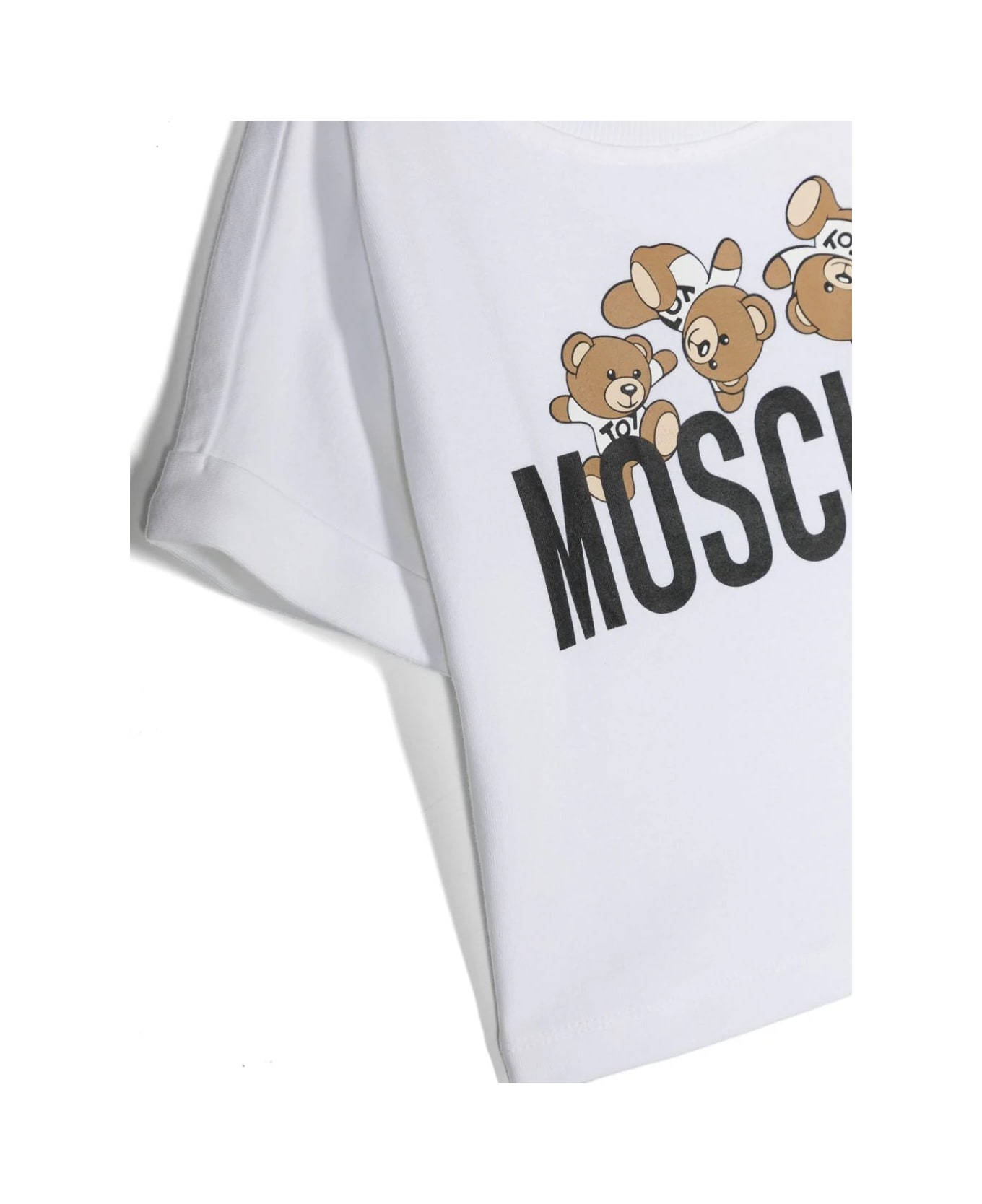Moschino White Crop T-shirt With Moschino Teddy Friends Print - White Tシャツ＆ポロシャツ