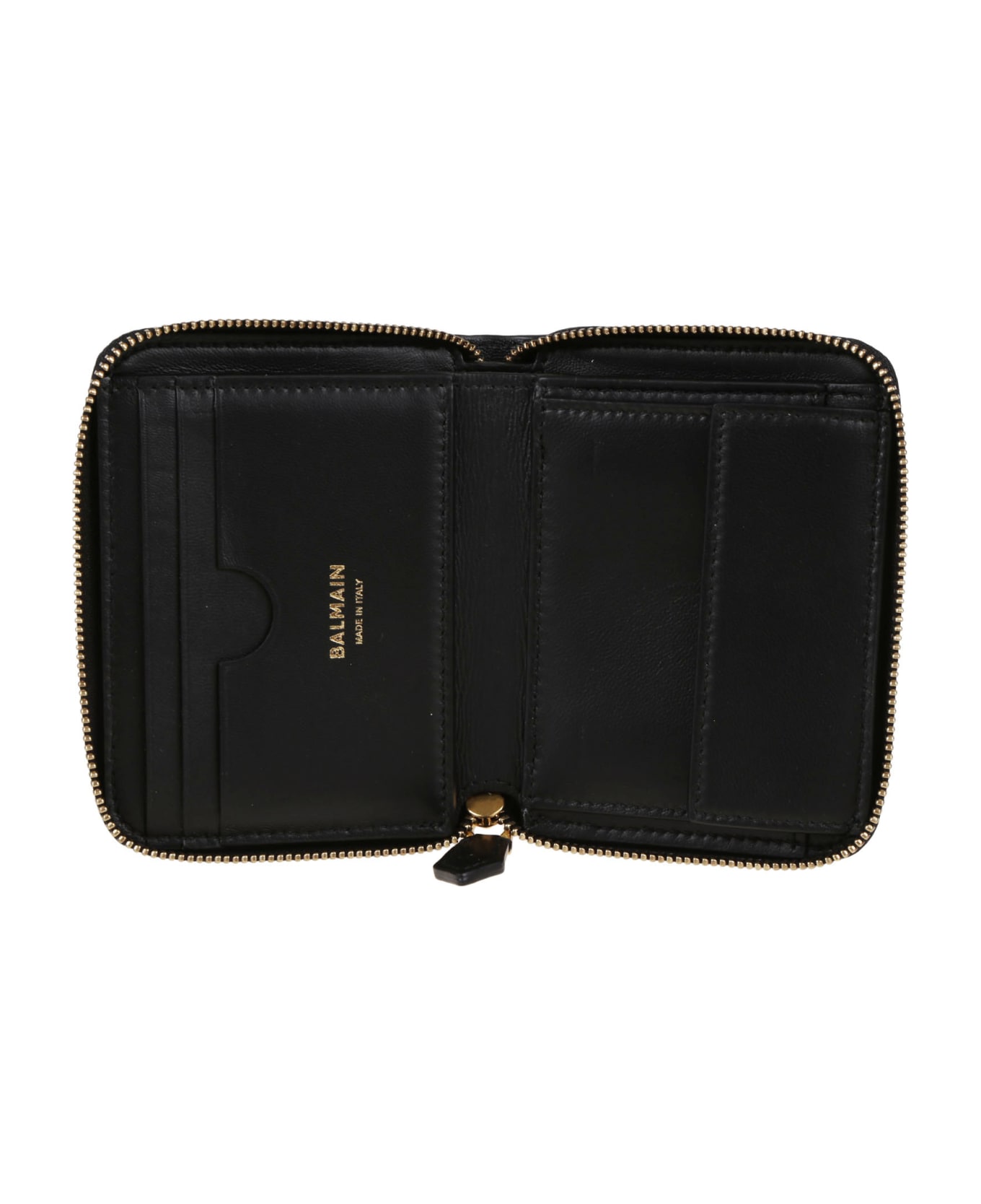 Balmain Bbuzz Zipped Wallet-calfskin - Pa Noir