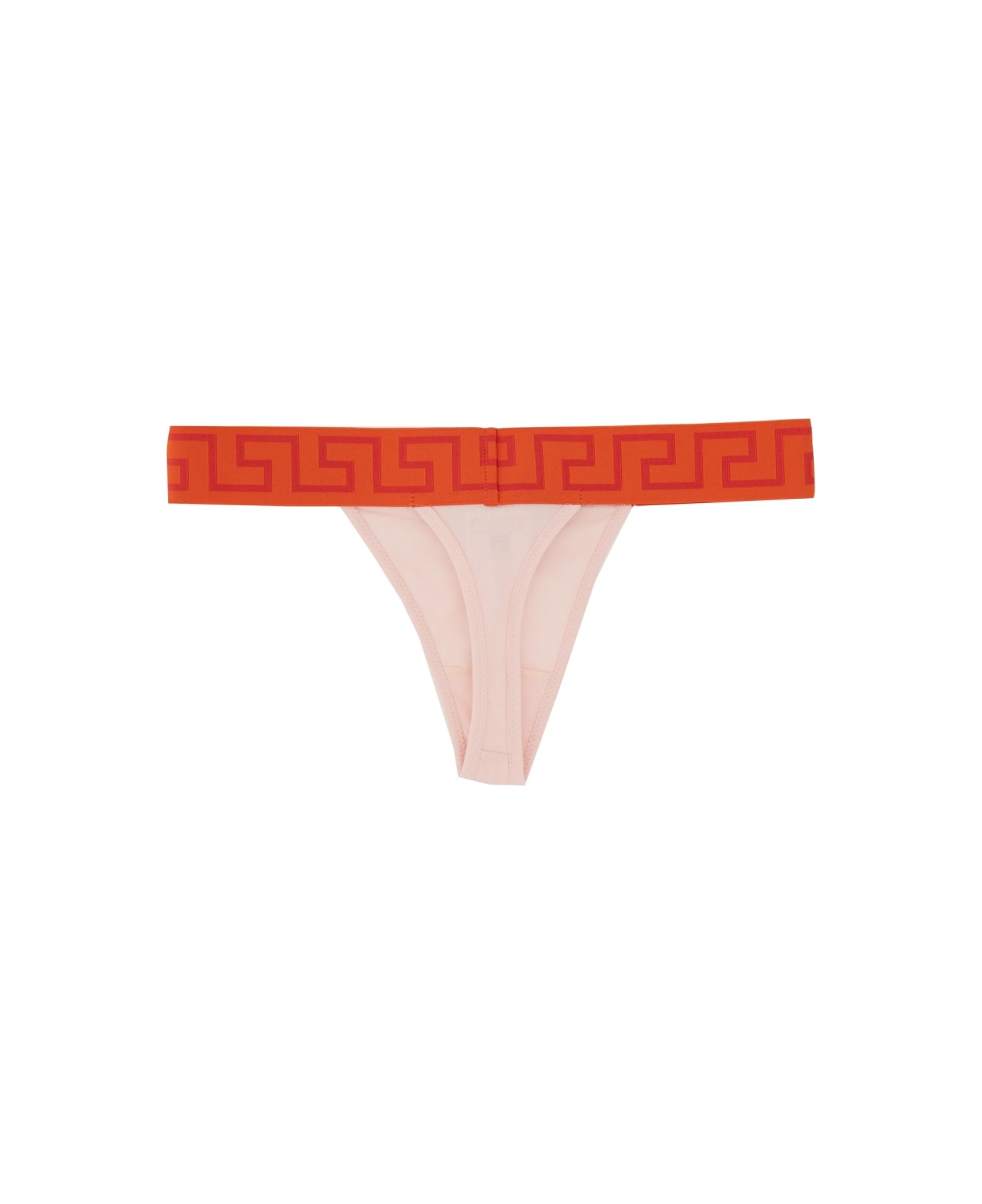 Versace Thong With Greek Border - PINK