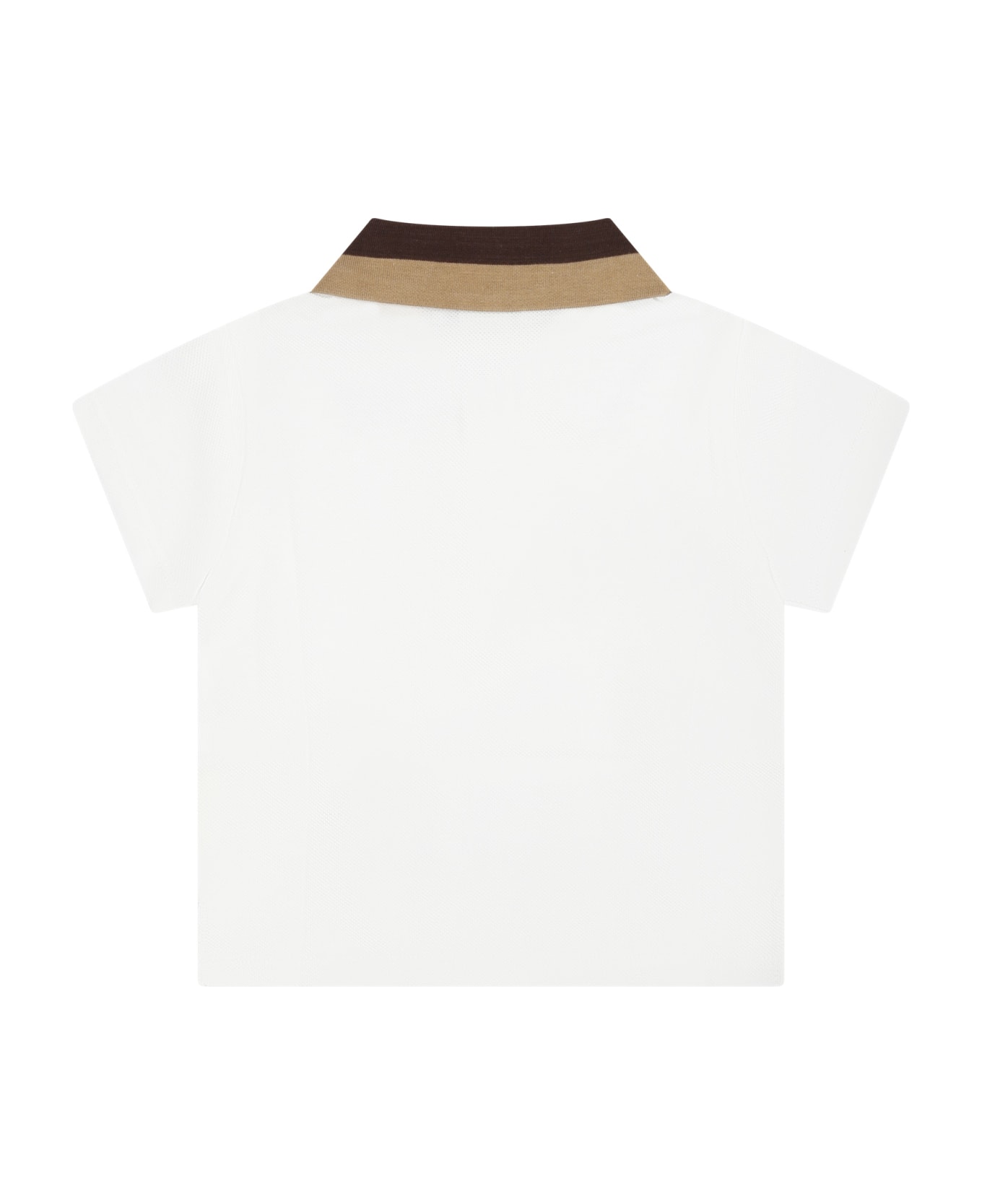 Fendi White Polo Shirt For Baby Boy With Logo - White