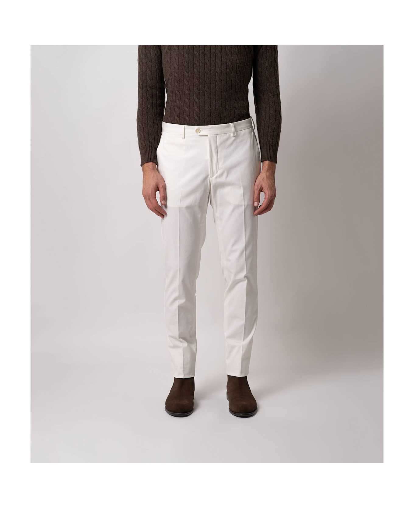 Larusmiani Velvet Trousers Howard Pants - Ivory