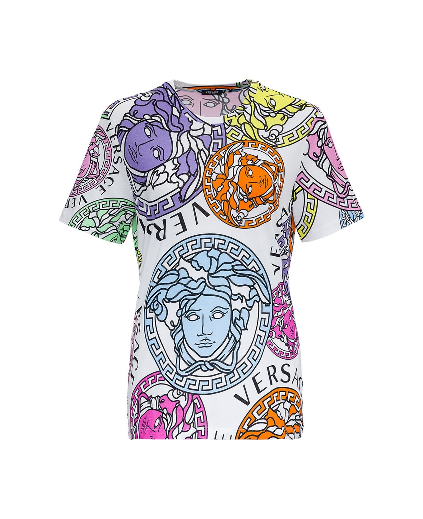 Versace Jersey T-shirt With Medusa Amplified Print - White