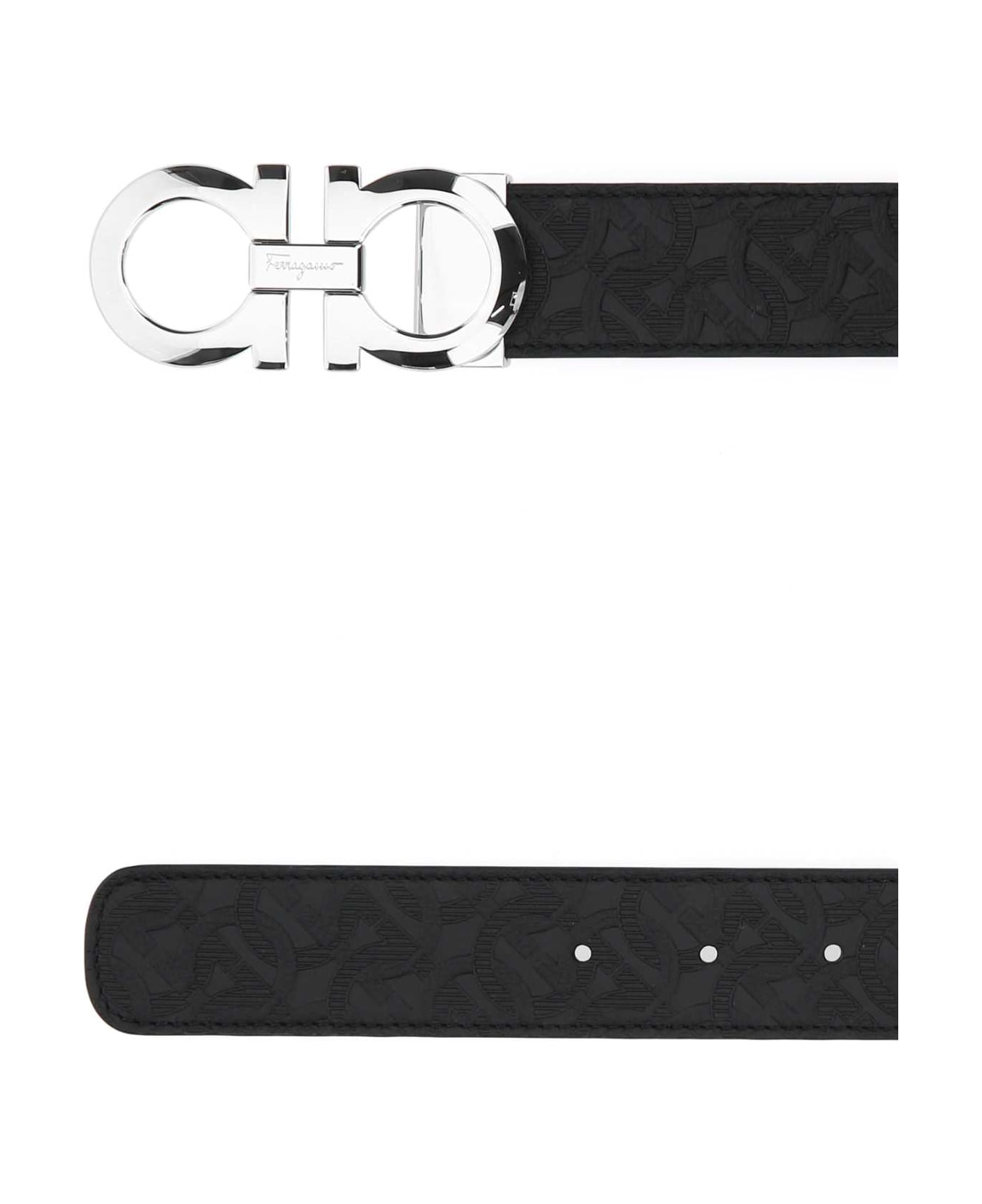 Ferragamo Black Leather Reversible Belt - NERO