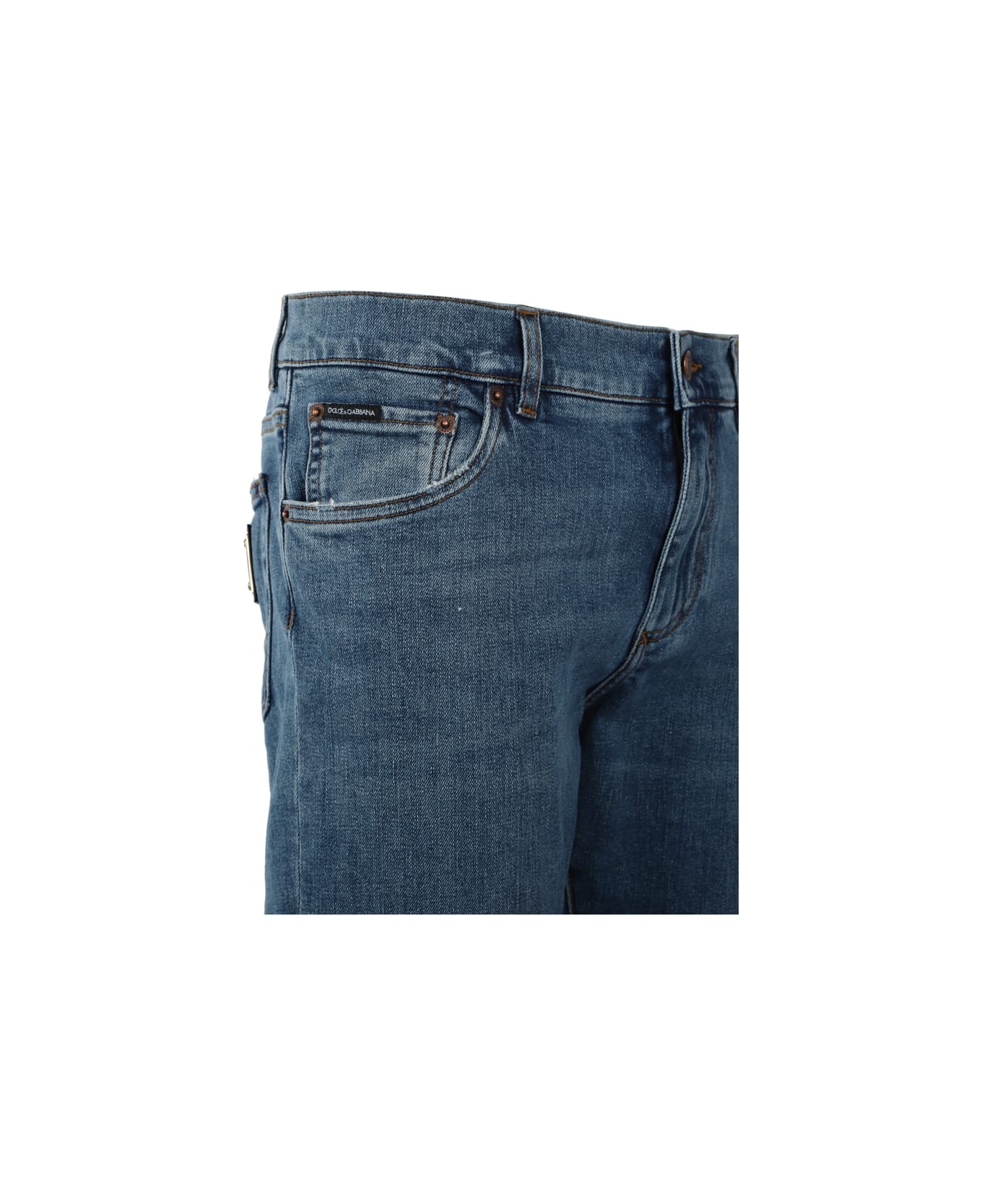 Dolce & Gabbana Mid Blue Wash Slim-fit Stretch Jeans - Blue