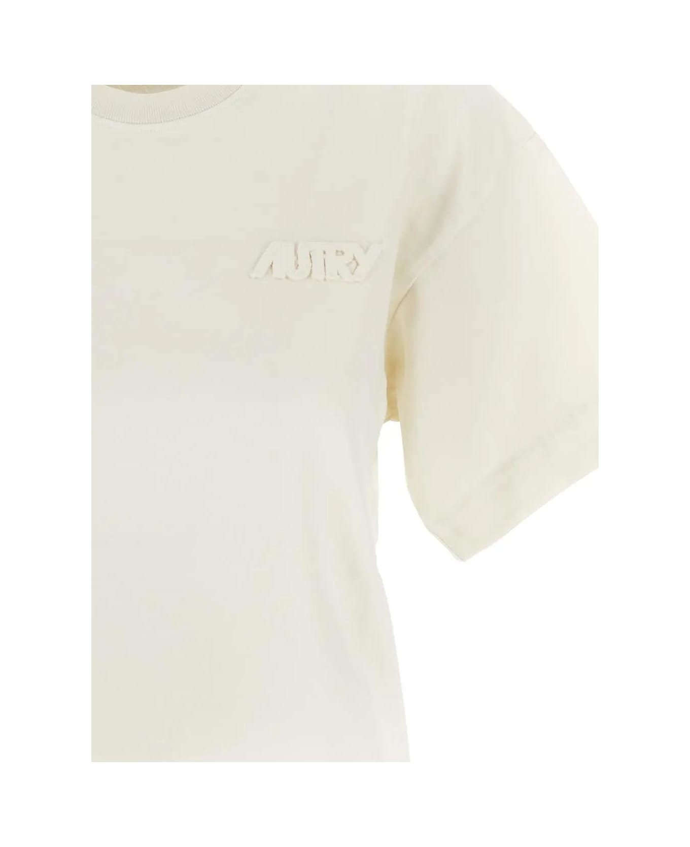 Autry Cotton Cropped T-shirt - NEUTRALS