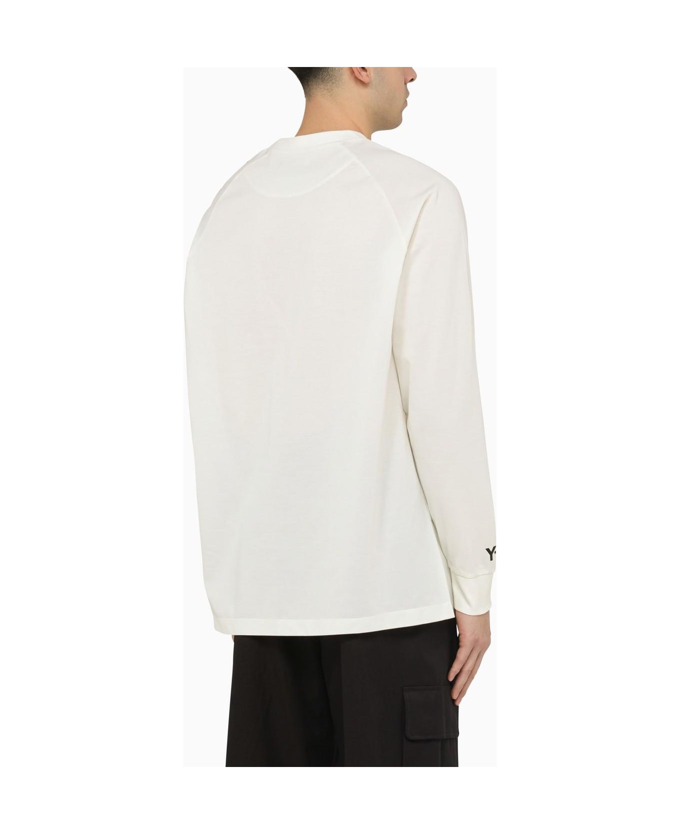 Y-3 White Crew-neck Long Sleeves T-shirt With Logo - Owhite