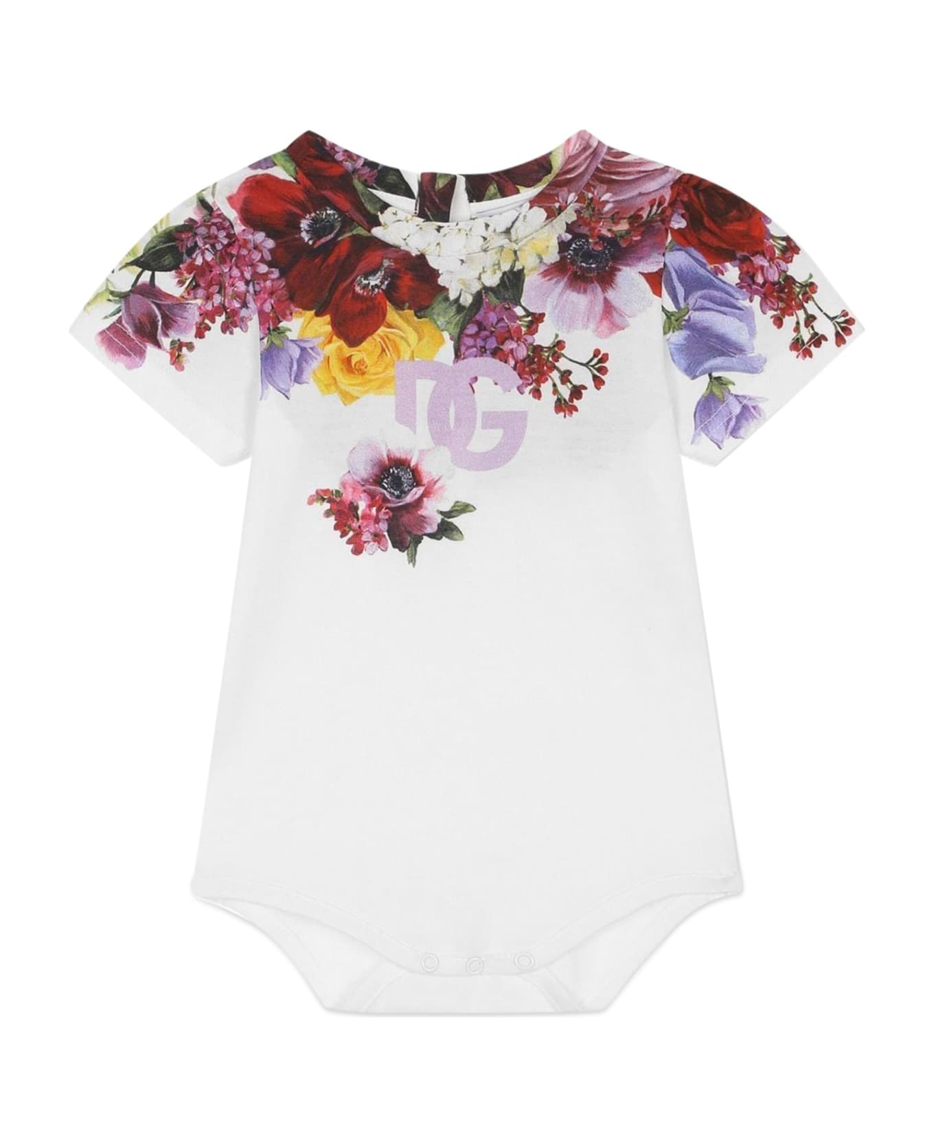 Dolce & Gabbana Bi-pack Short Sleeve Bodysuit Flowers - AVORIO