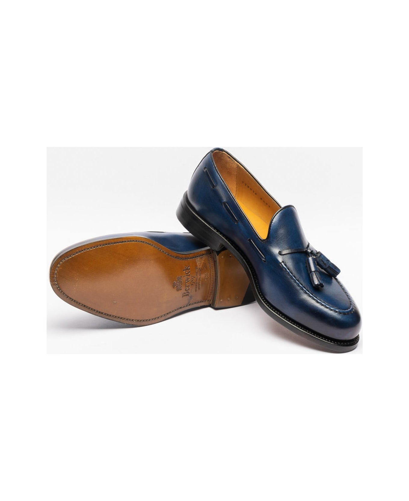 Berwick 1707 Blue Leather Tassels Loafer - Blu