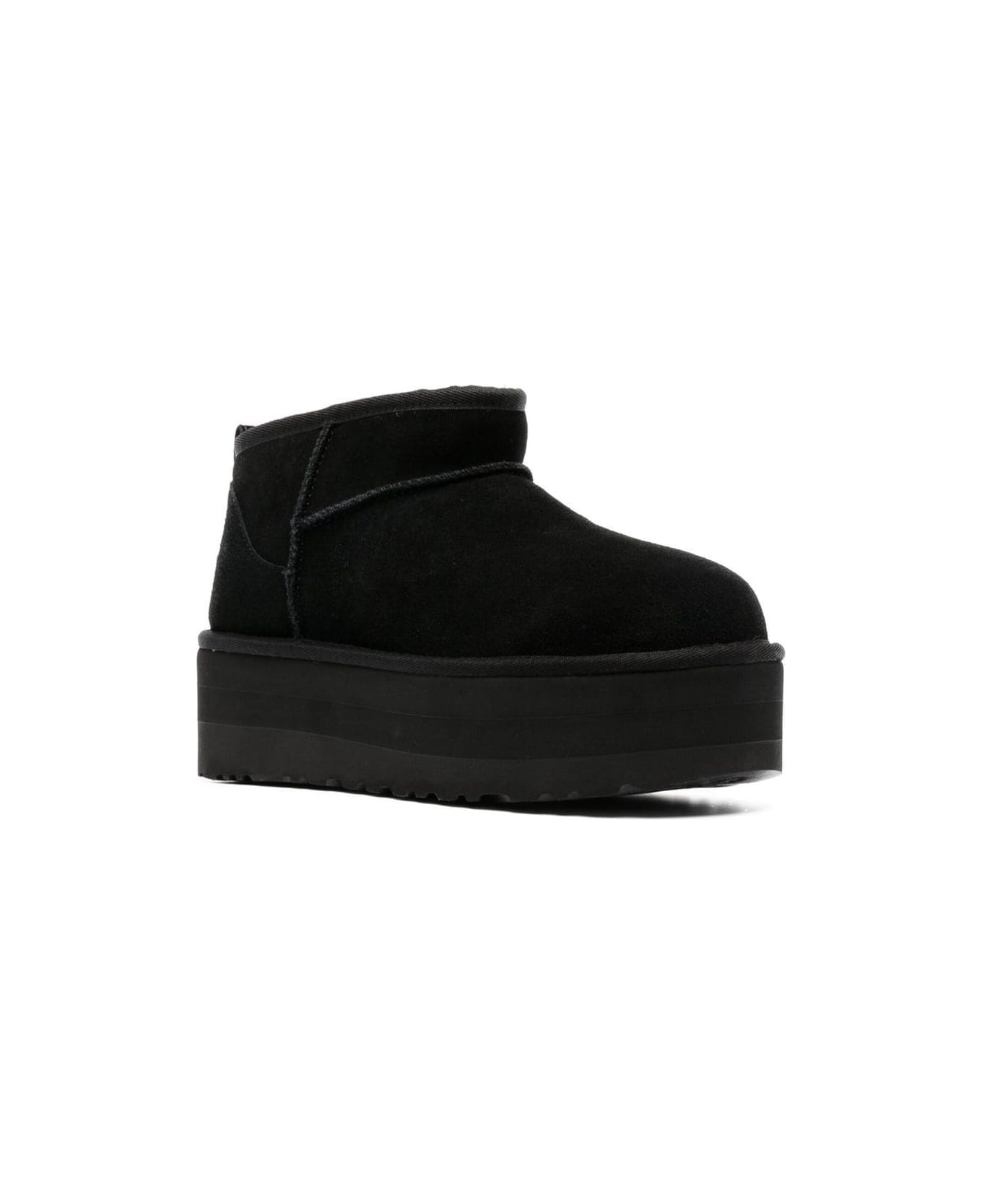 UGG 'ultramini' Black Boots With Platform In Suede Woman - Black