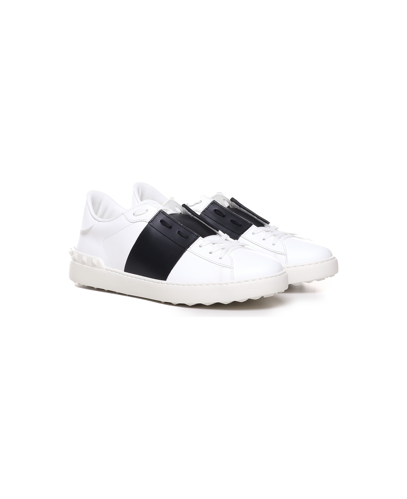 Valentino Garavani Smooth Leather Open Sneakers - WHITE, black