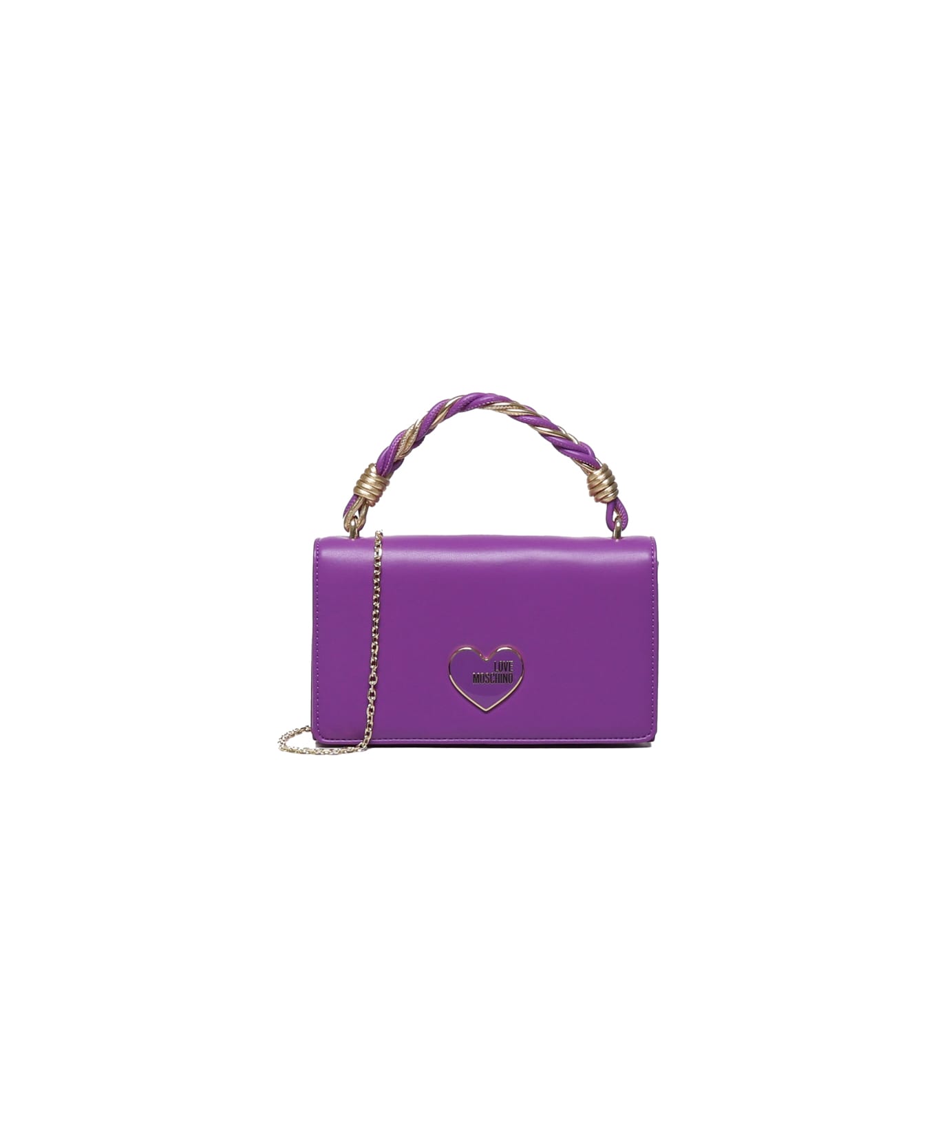 Love Moschino Handheld Handbag With Chain Shoulder Strap - Purple トートバッグ