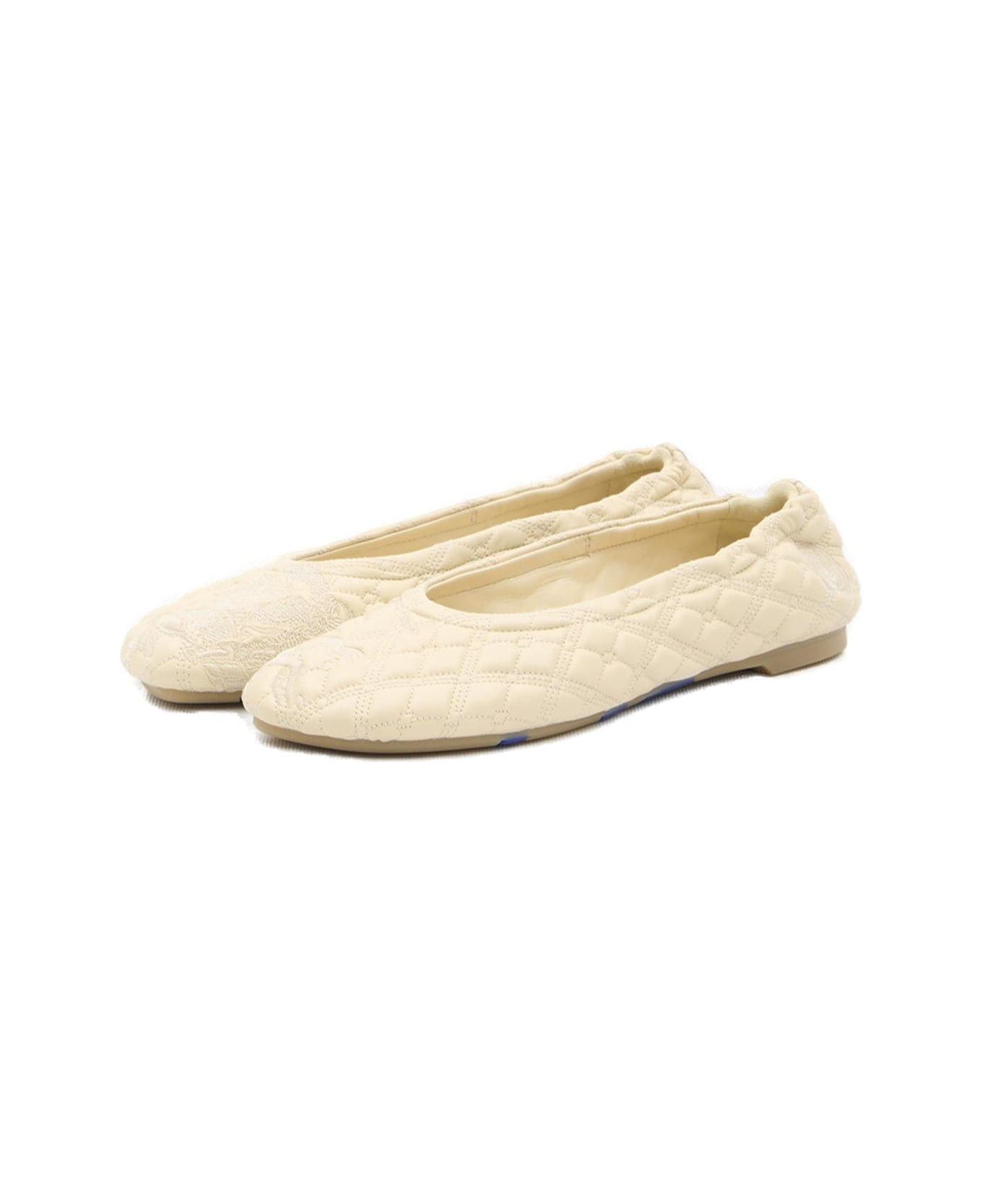 Burberry Quilted Slip-on Ballerina Shoes - White