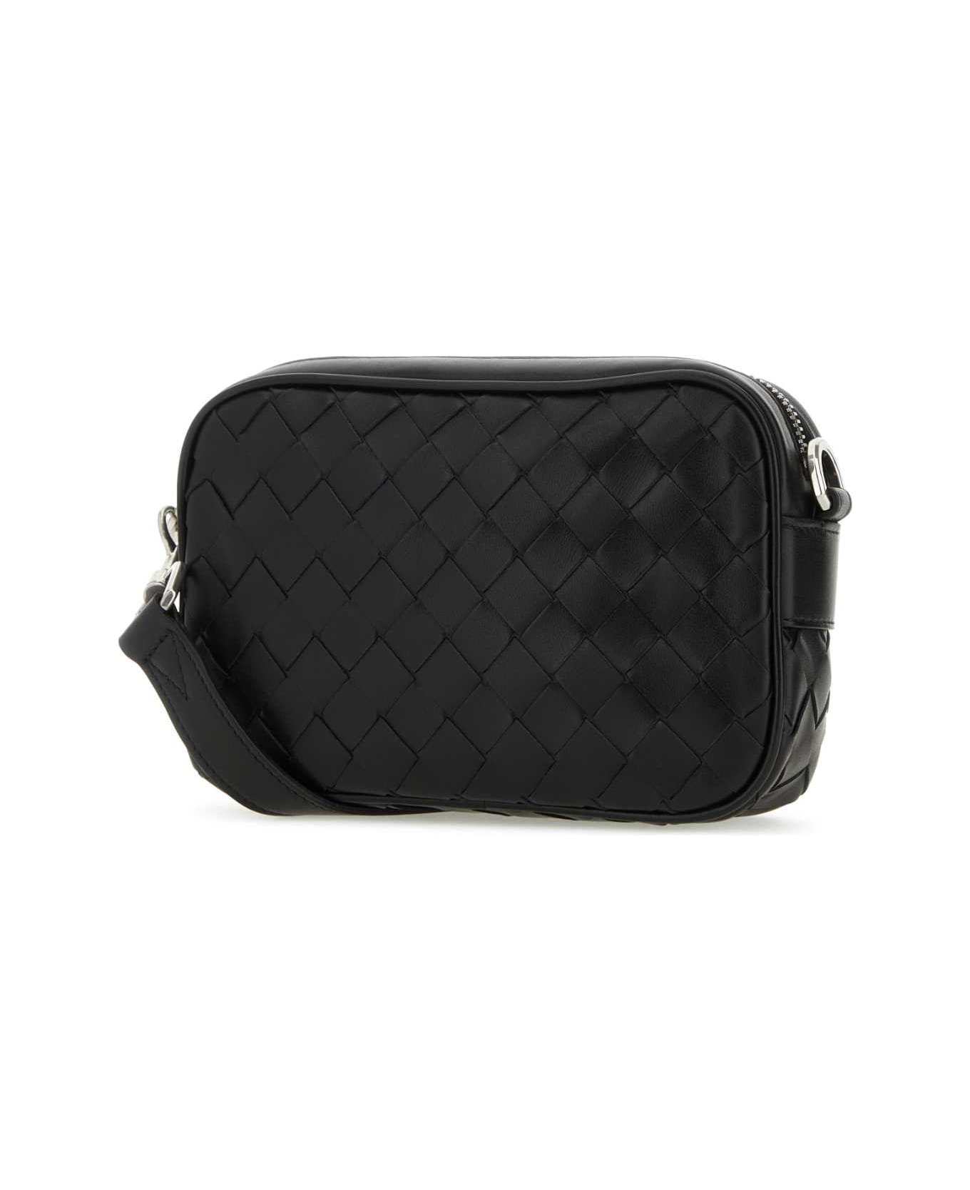 Bottega Veneta Black Leather Intrecciato Mini Crossbody Bag - BLK