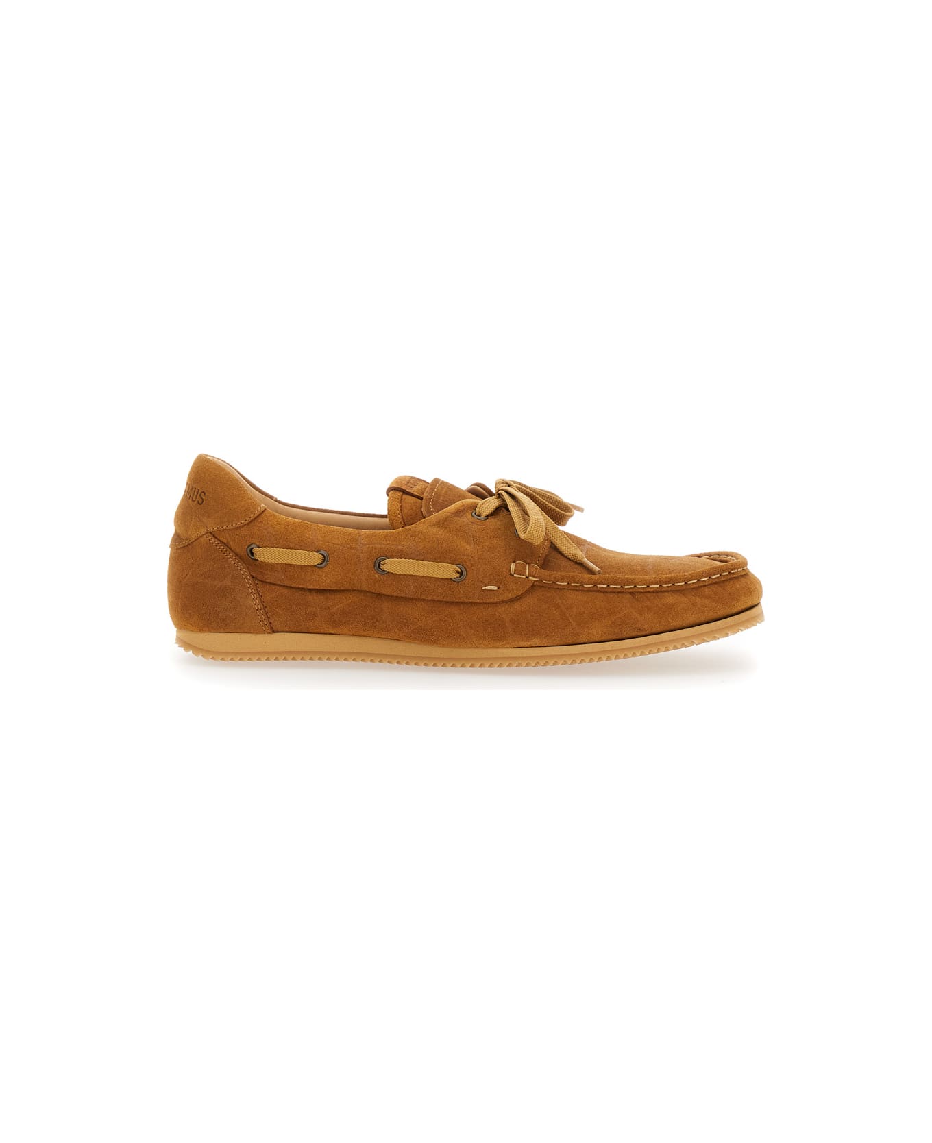 Jacquemus 'les Batto' Brown Loafers With Crocodile Effect And Logo Imprinted On The Heel In Suede Man - Brown