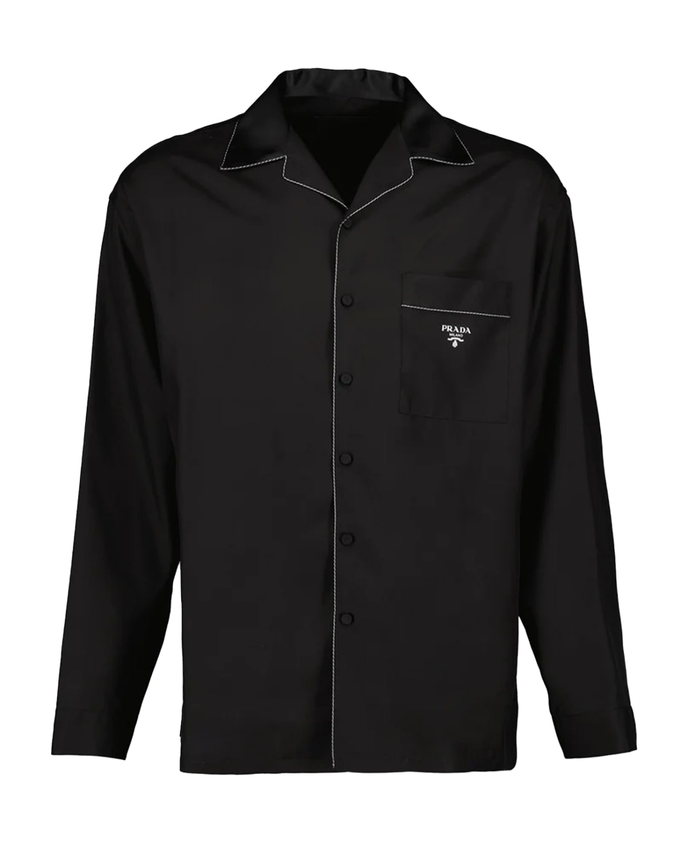 Prada Black Shirt With Logo - BLUE