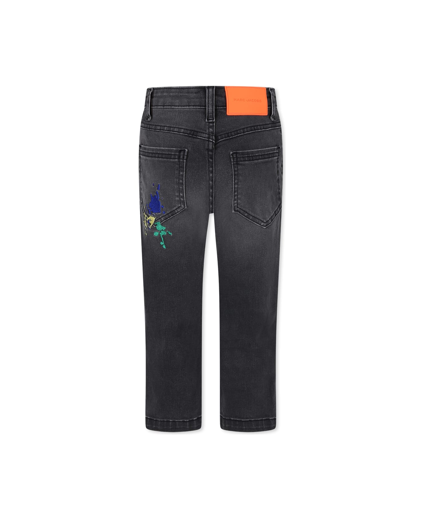 Little Marc Jacobs Grey Jeans For Boy With Embroidery - Grey
