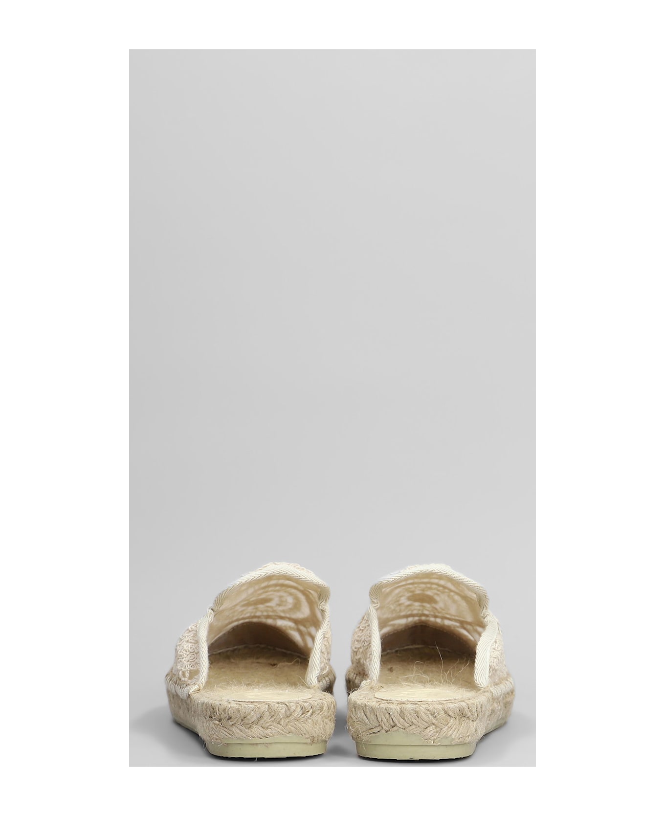 MC2 Saint Barth Isa Macrame Slipper-mule In Beige Canvas - beige