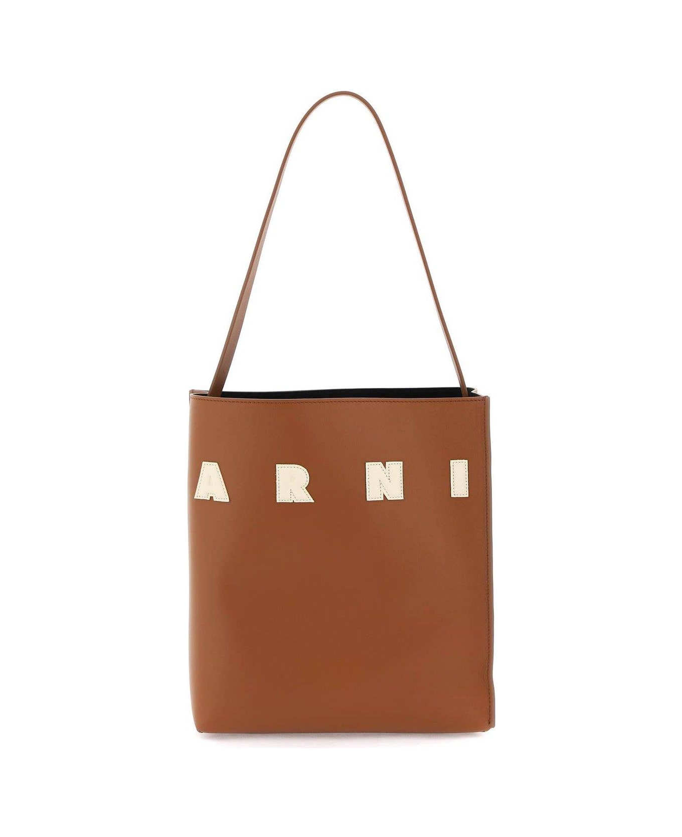 Marni Museo Logo-patch Small Shoulder Bag - Marrone